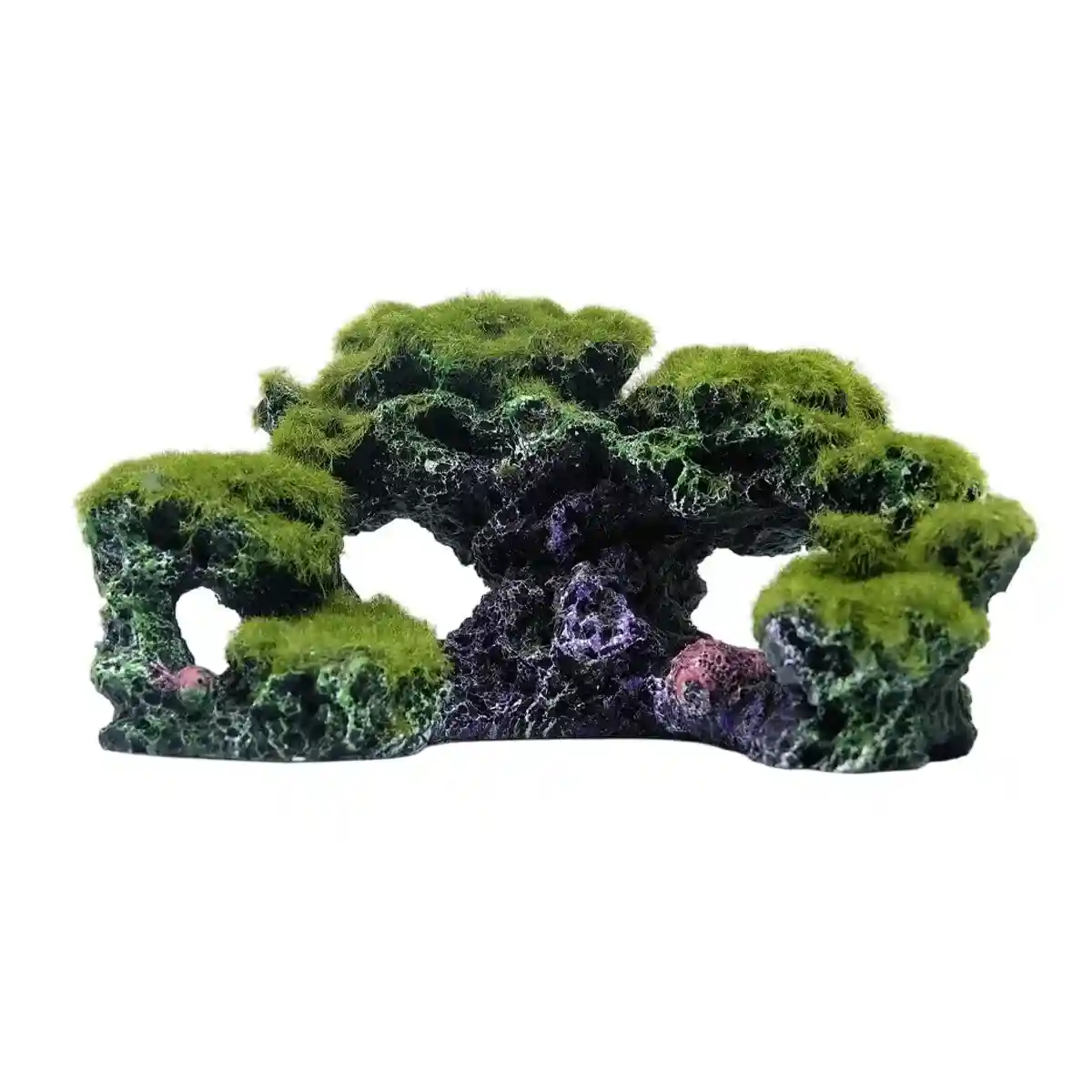 Flocked Moss Aquarium Rock Decoration Resin Fish Tank Ornament - Image 2