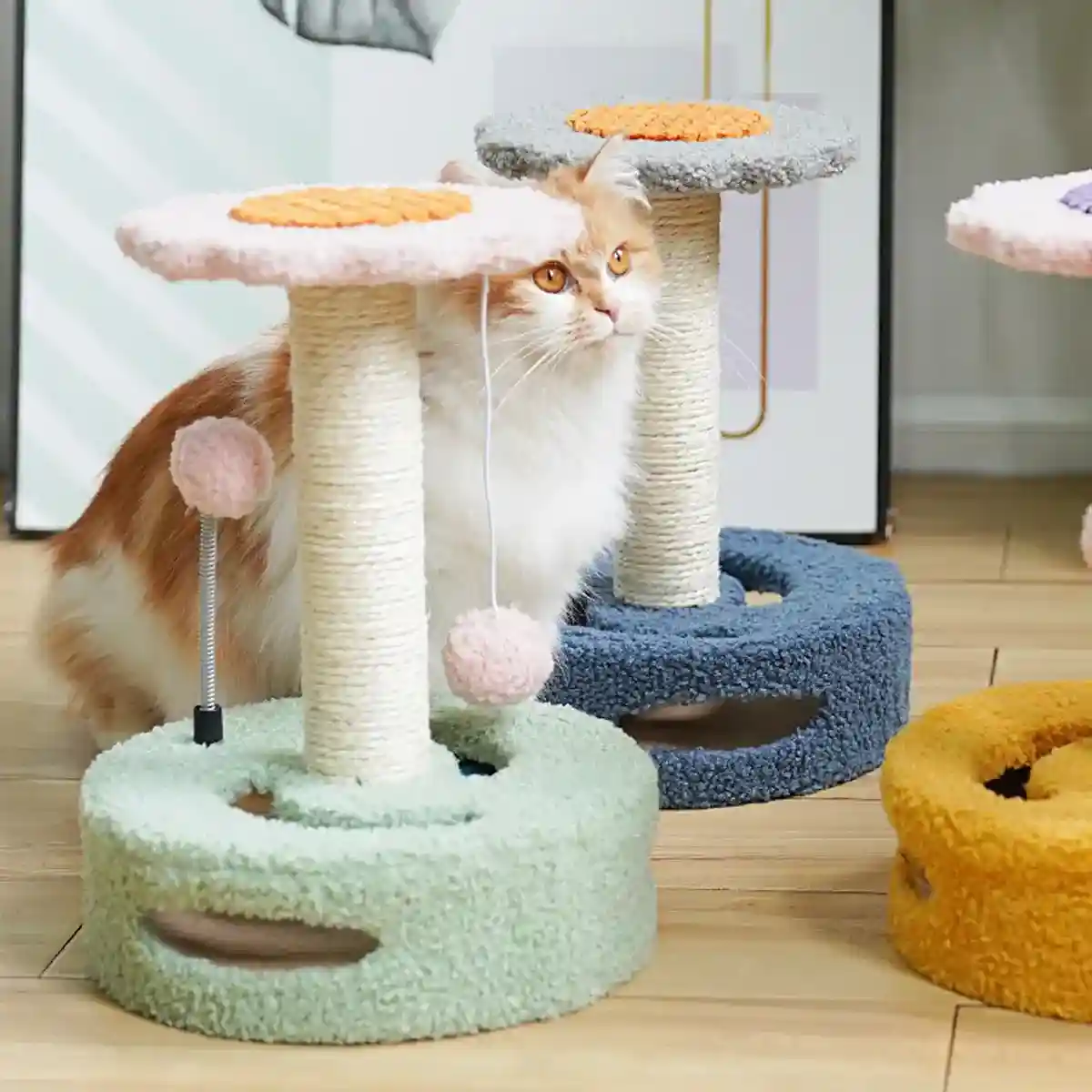 Flower Cat Climbing Frame with Trackball and Scratching Post - Image 10