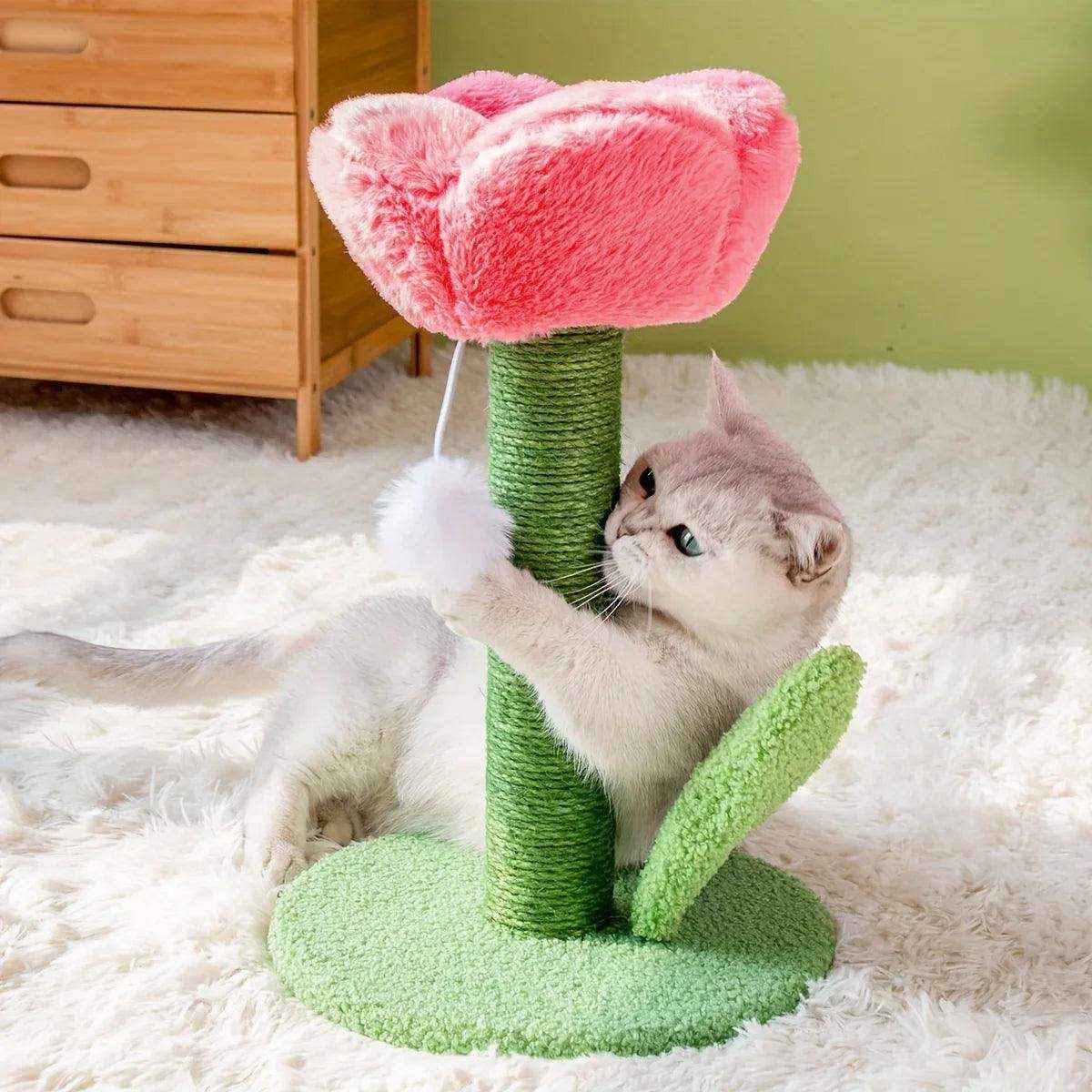 Decorative Flower Cat Tree with Sisal Post and Plush Tulip Top - Image 11