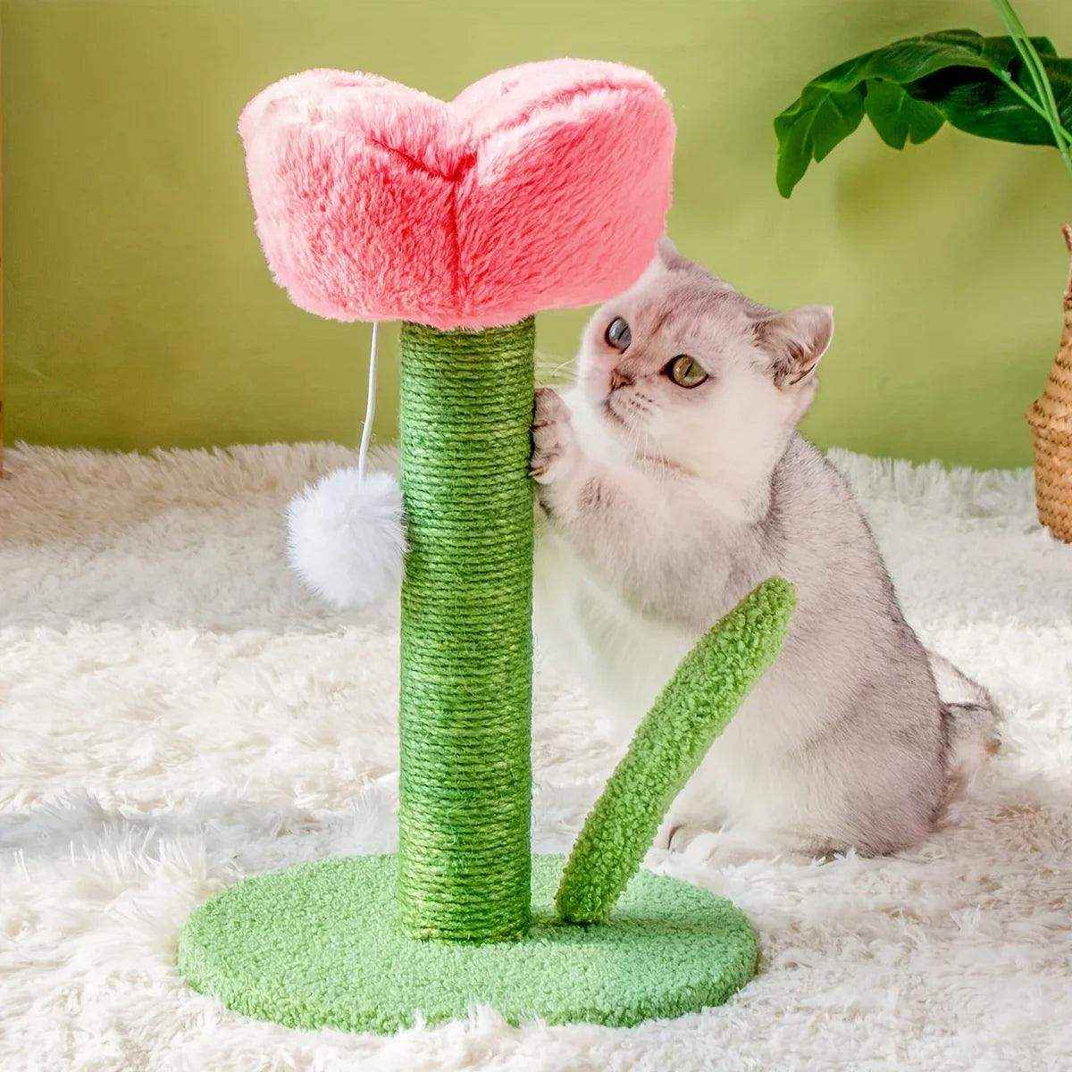 Decorative Flower Cat Tree with Sisal Post and Plush Tulip Top - Image 4