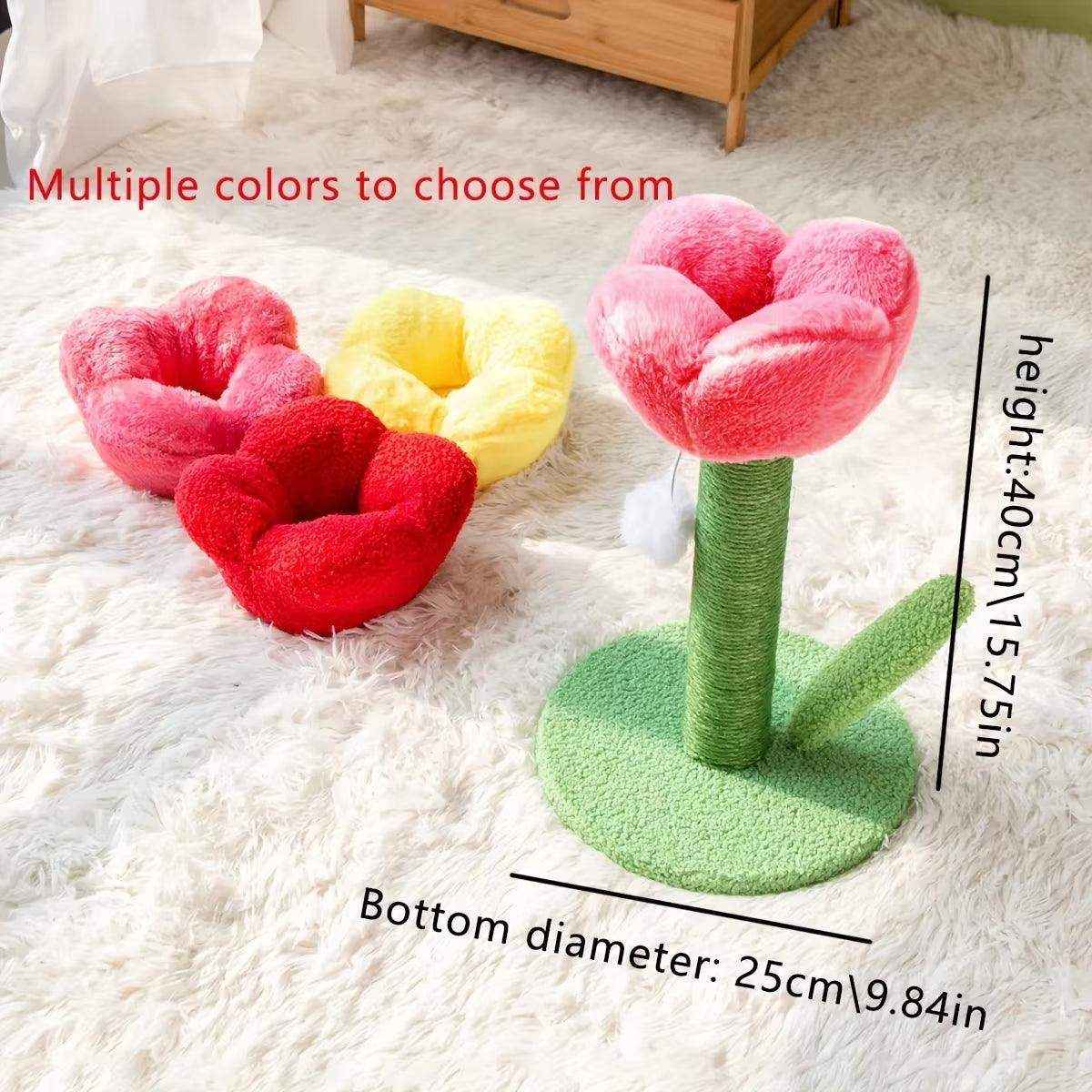 Decorative Flower Cat Tree with Sisal Post and Plush Tulip Top - Image 5