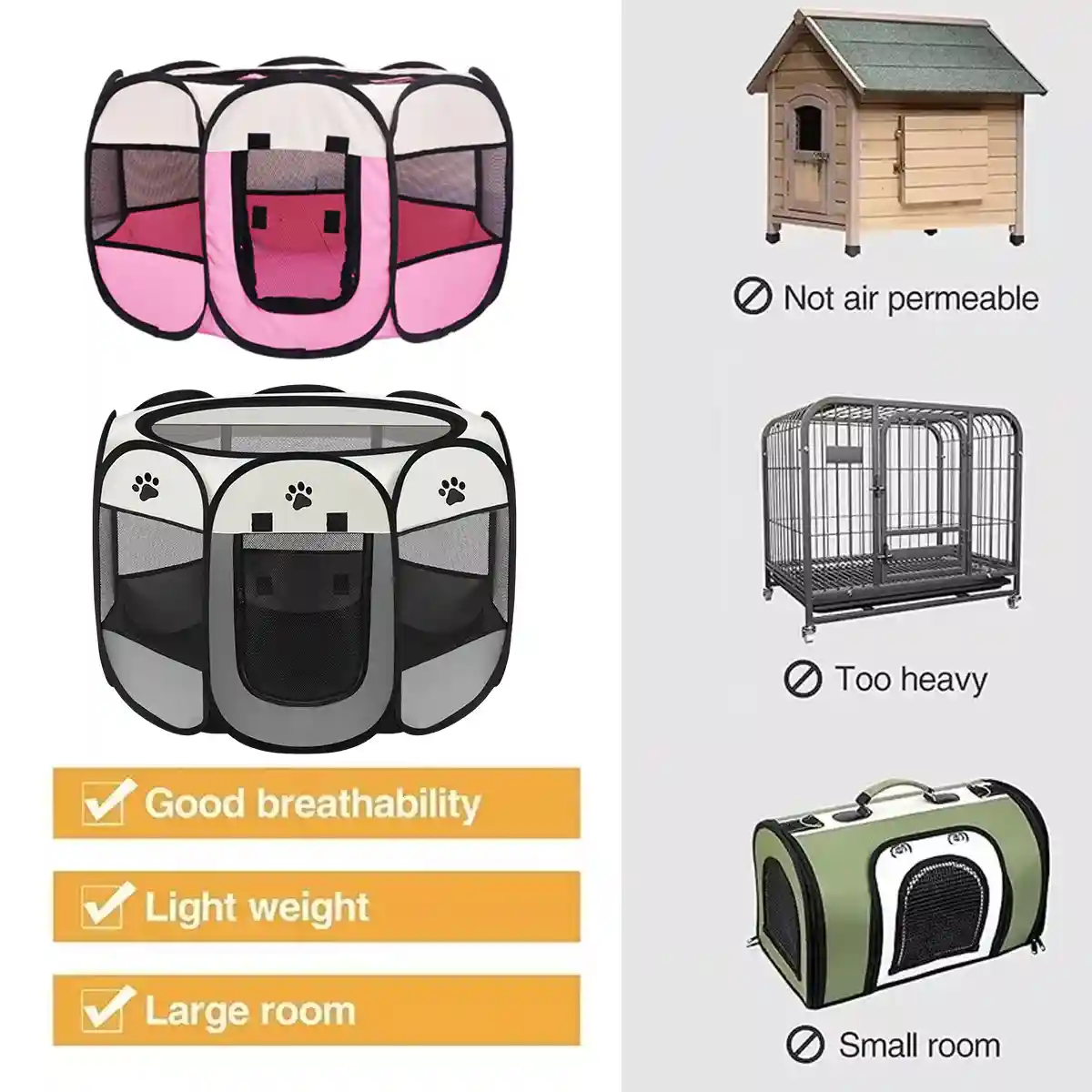 Foldable 8-Panel Pet Tent Portable Pet Playpen for Cats & Small Dogs - Image 10