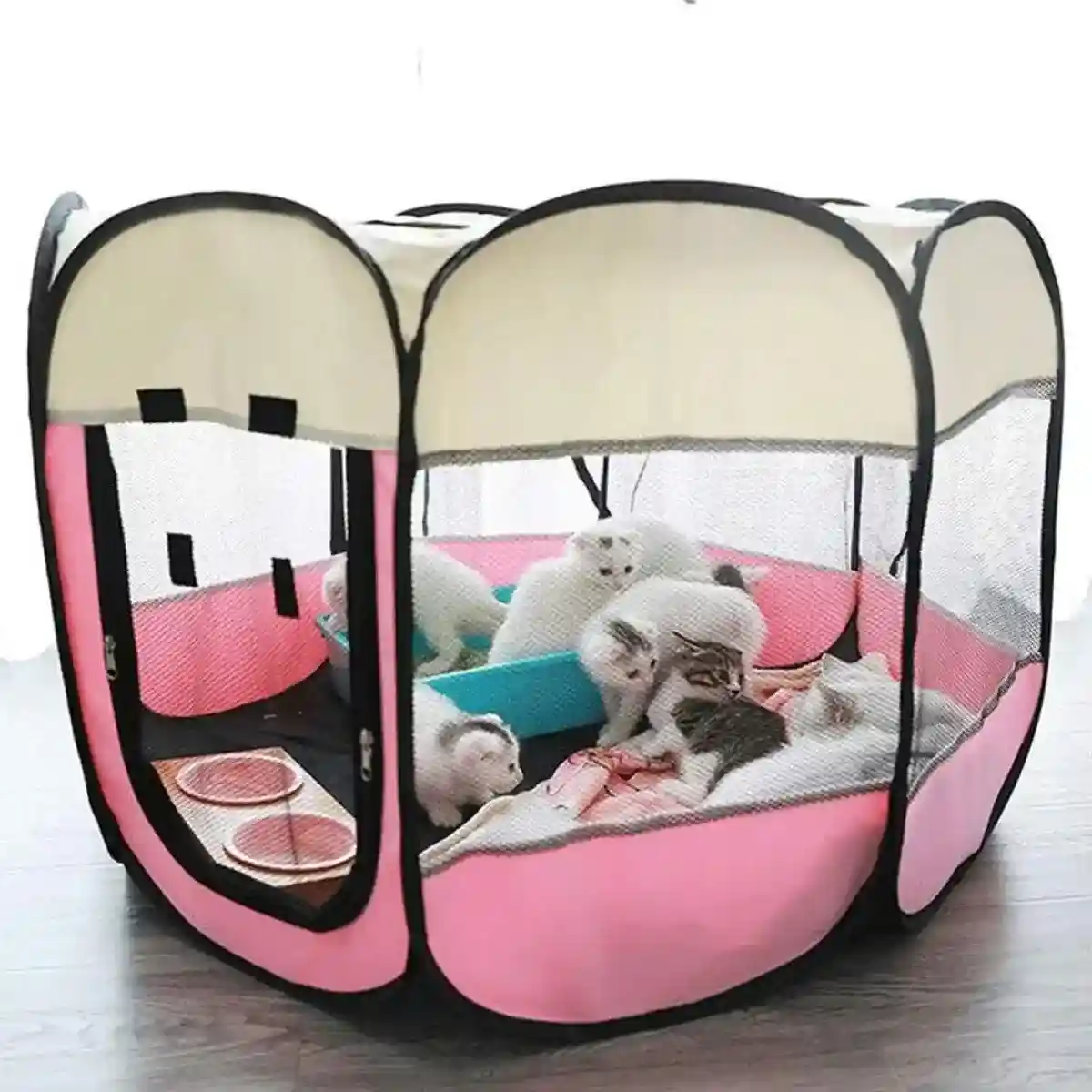 Foldable 8-Panel Pet Tent Portable Pet Playpen for Cats & Small Dogs - Image 3