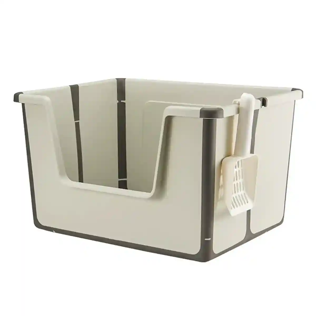 Foldable Cat Litter Box Open-Top Large Space with Scoop - Image 13