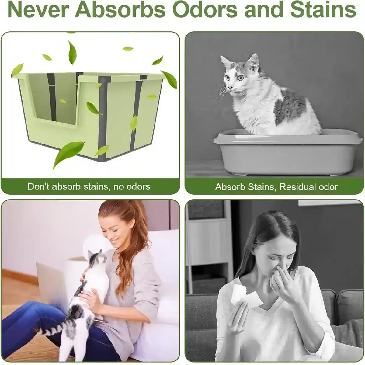 Foldable Cat Litter Box Open-Top Large Space with Scoop - Image 5