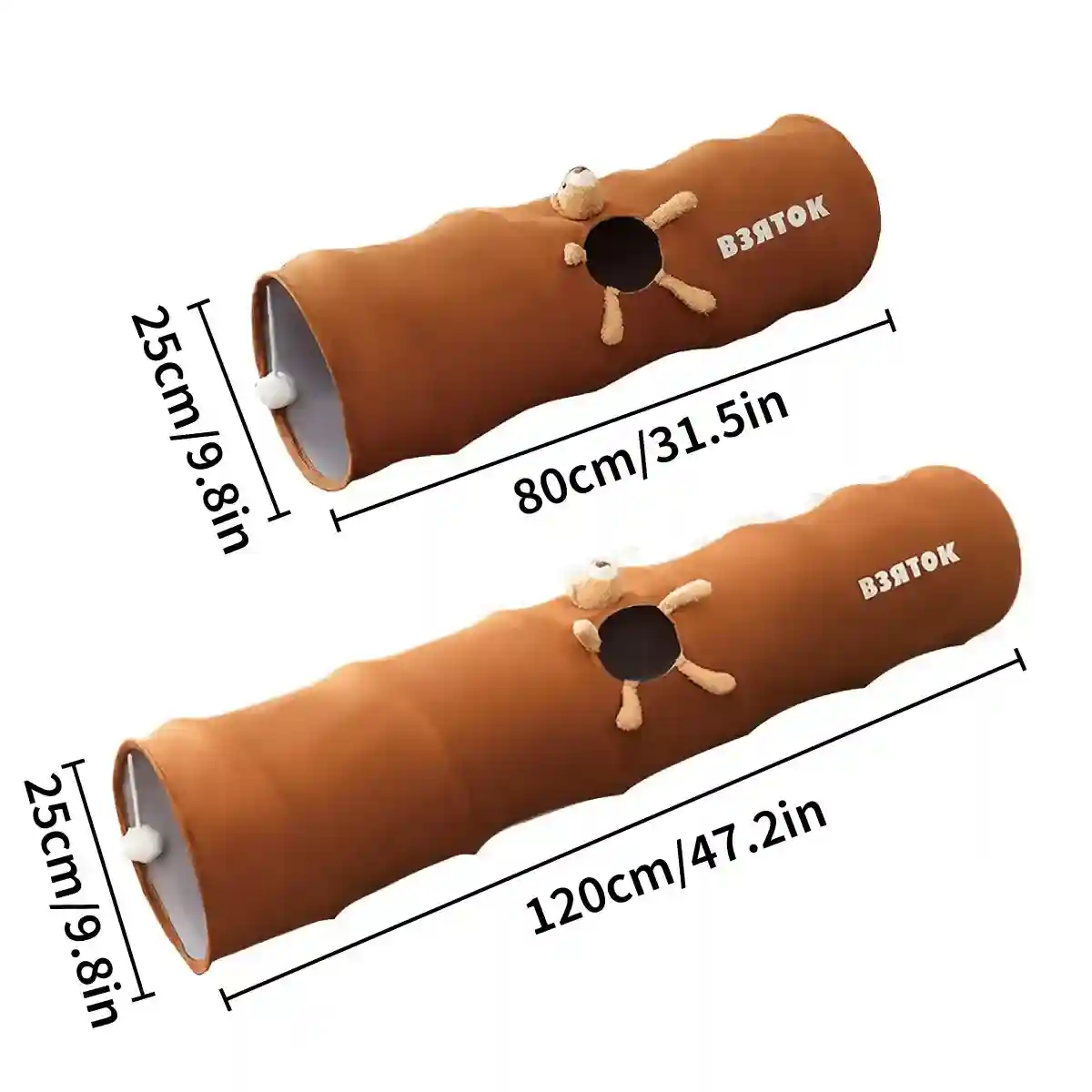 Foldable Cat Tunnel with Bear Toy Indoor Play Tunnel for Cats - Image 3