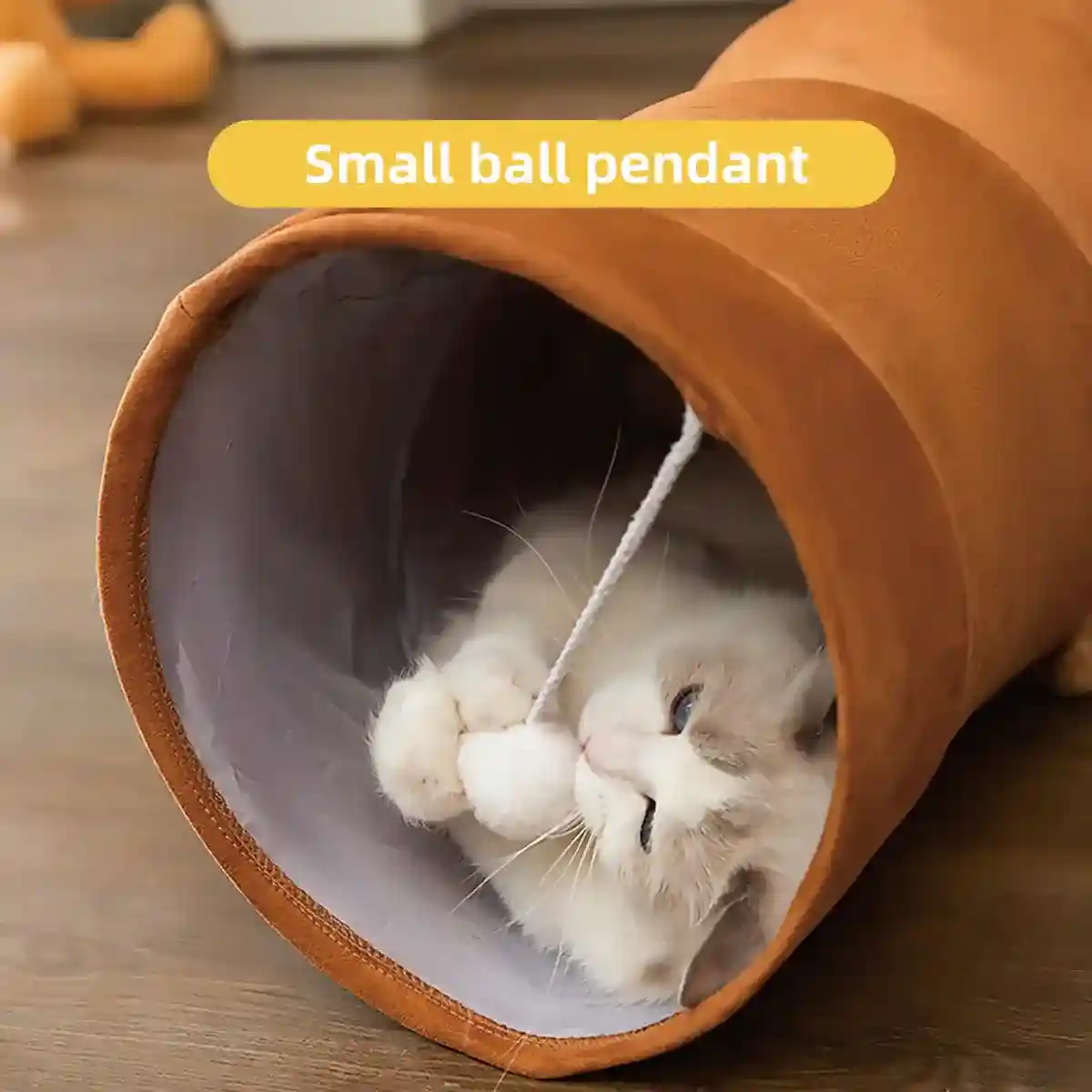 Foldable Cat Tunnel with Bear Toy Indoor Play Tunnel for Cats - Image 8