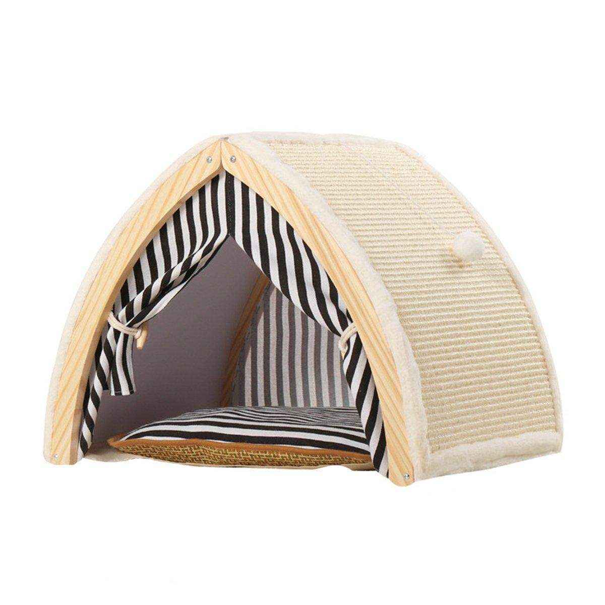 Foldable Cat House Tent Pet Villa Indoor Cat Shelter with Cushion Cat Litter Bed - Image 3