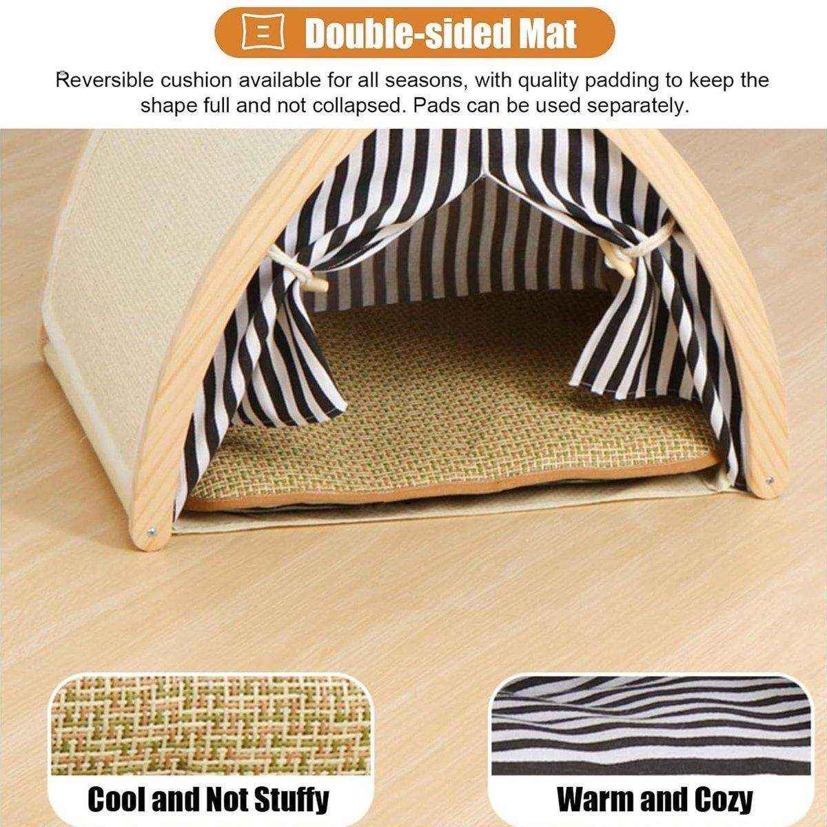 Foldable Cat House Tent Pet Villa Indoor Cat Shelter with Cushion Cat Litter Bed - Image 6