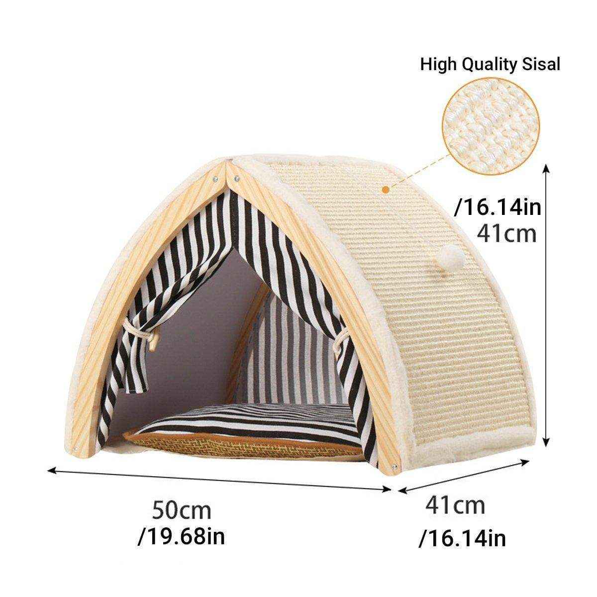 Foldable Cat House Tent Pet Villa Indoor Cat Shelter with Cushion Cat Litter Bed - Image 7