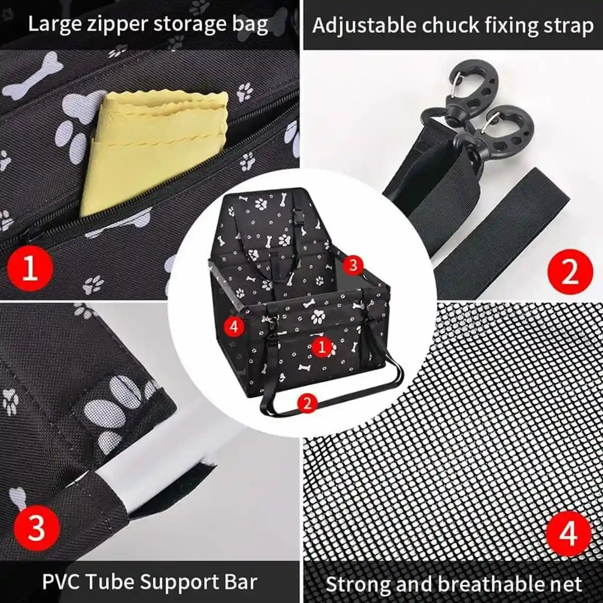 Foldable Dog Car Booster Seat for Travel Portable Pet Carrier for Cars - Image 6