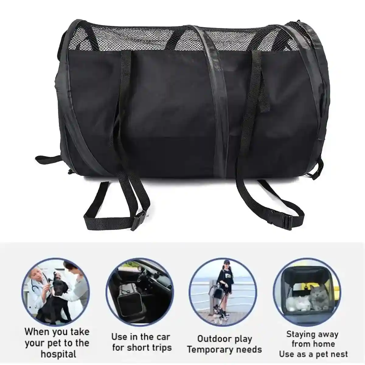 Foldable Pet Carrier with Mesh Panels Ideal Dog Travel Bag for Car and Outdoor Use - Image 11