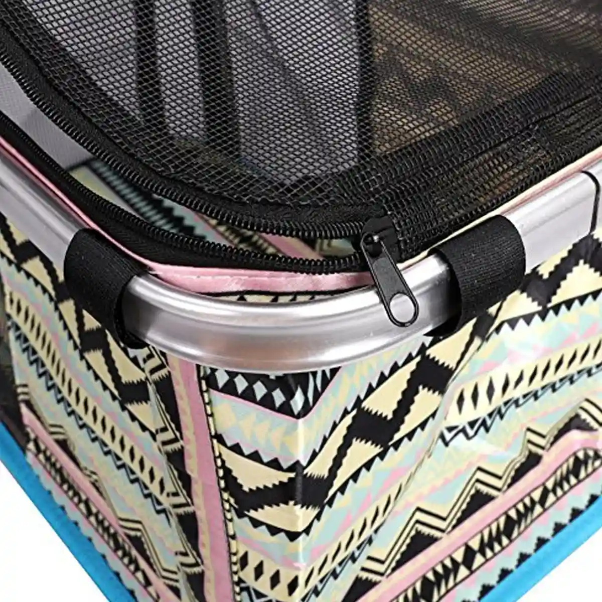 Foldable Mesh Pet Carrier Basket with Aluminium Handle - Image 9