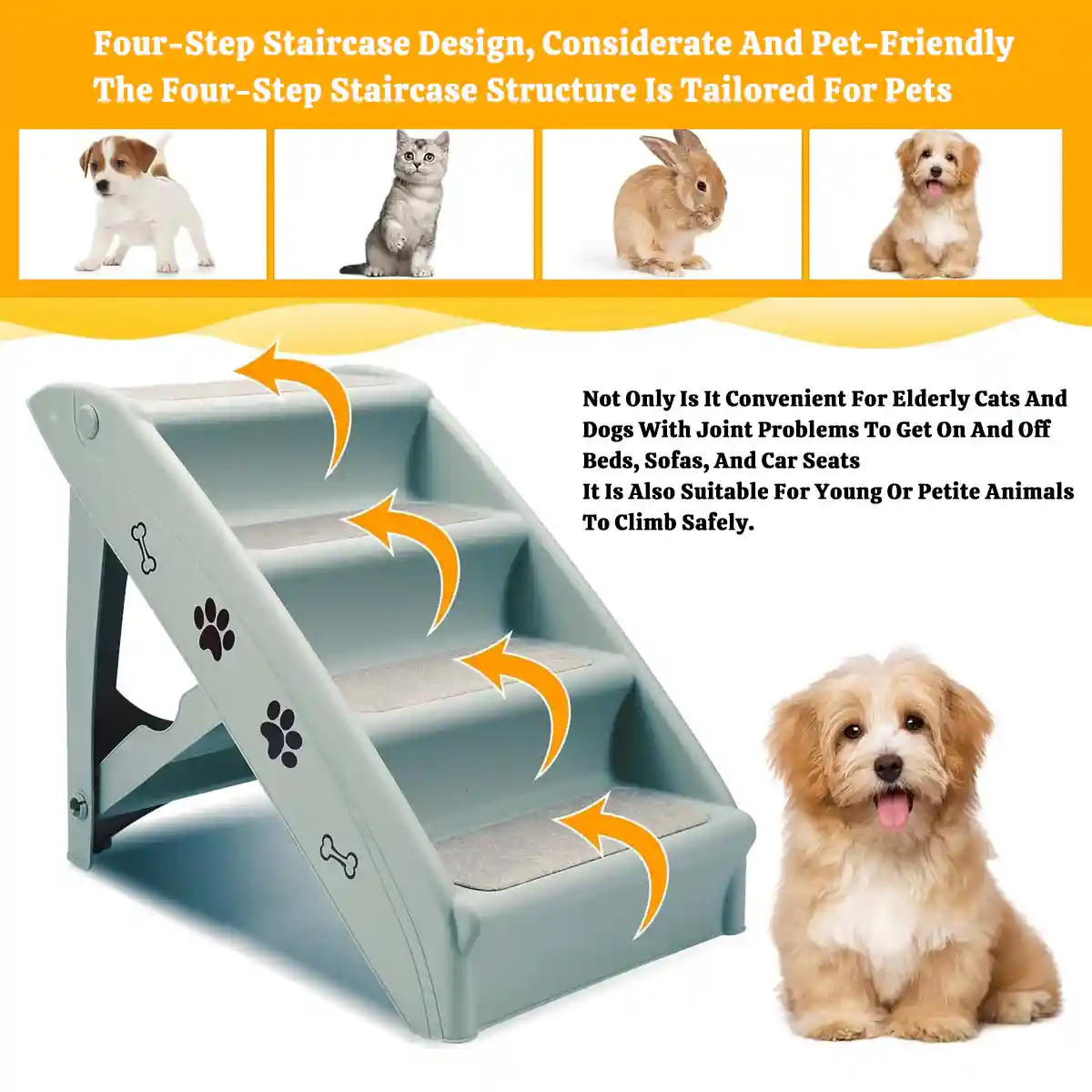 Foldable Pet Stairs with Non-Slip Surface for Dogs and Cats - Image 6
