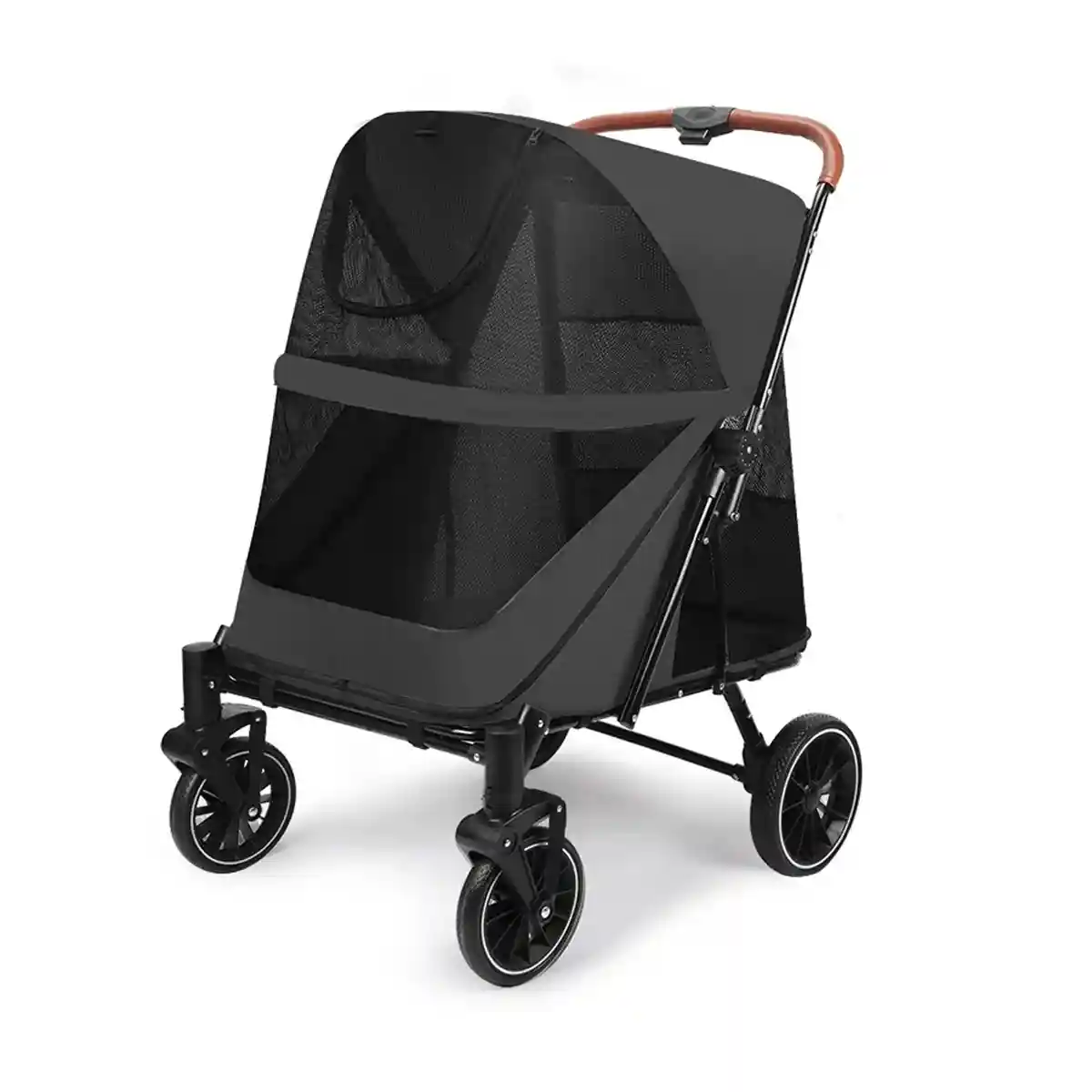 Foldable Pet Stroller with Ventilated Mesh and One-Click Folding - Image 2