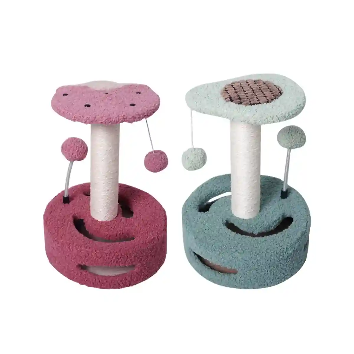 Fruit-Themed Cat Scratching Post with Toy Ball and Plush Base - Image 2