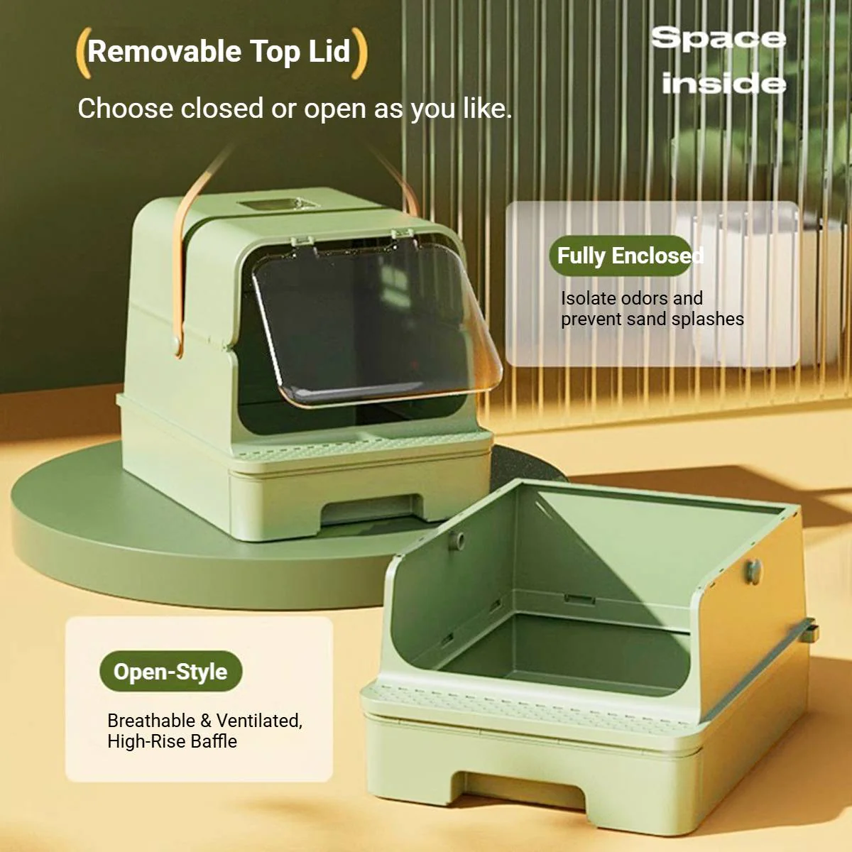 Fully Enclosed Cat Litter Box With Odor Control Drawer - Image 8