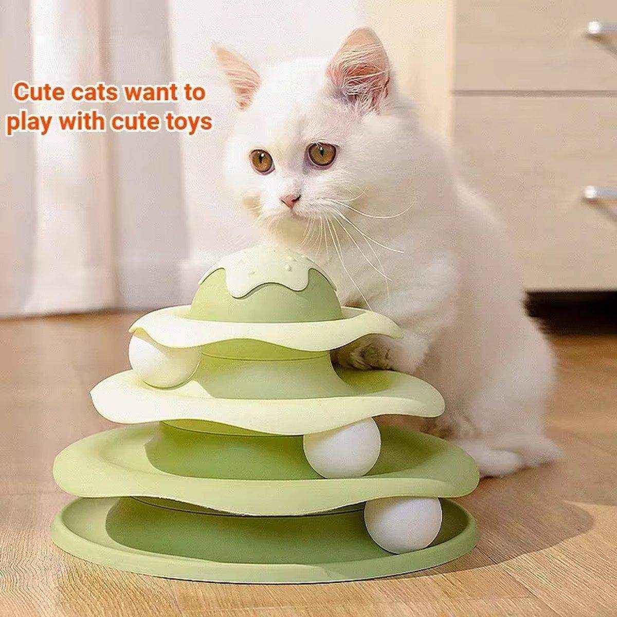 Funny Cat Toy Pet Toys Plastic Tower Interactive Track Ball Playing Game 3 Level - Image 12