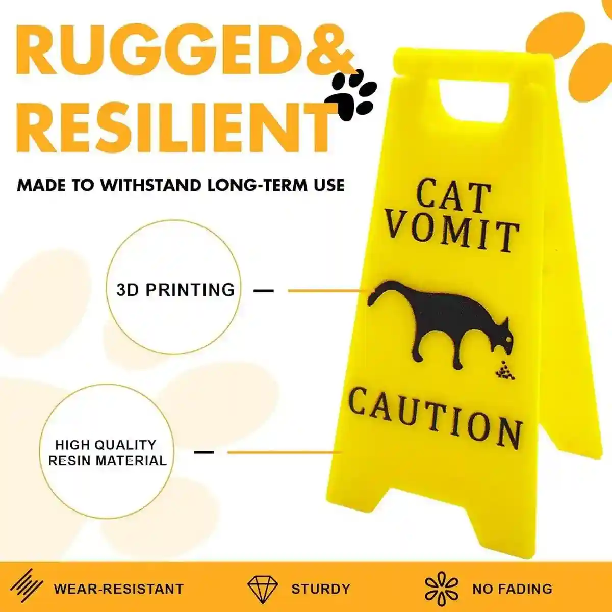 Funny Pet Vomit Warning Signs 2-Pack Cat & Dog Resin Markers - Image 10