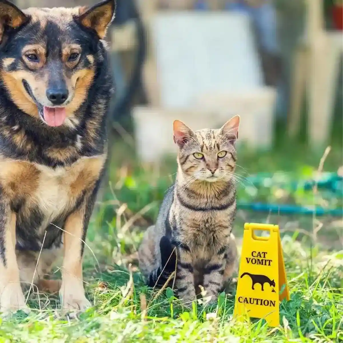 Funny Pet Vomit Warning Signs 2-Pack Cat & Dog Resin Markers - Image 11