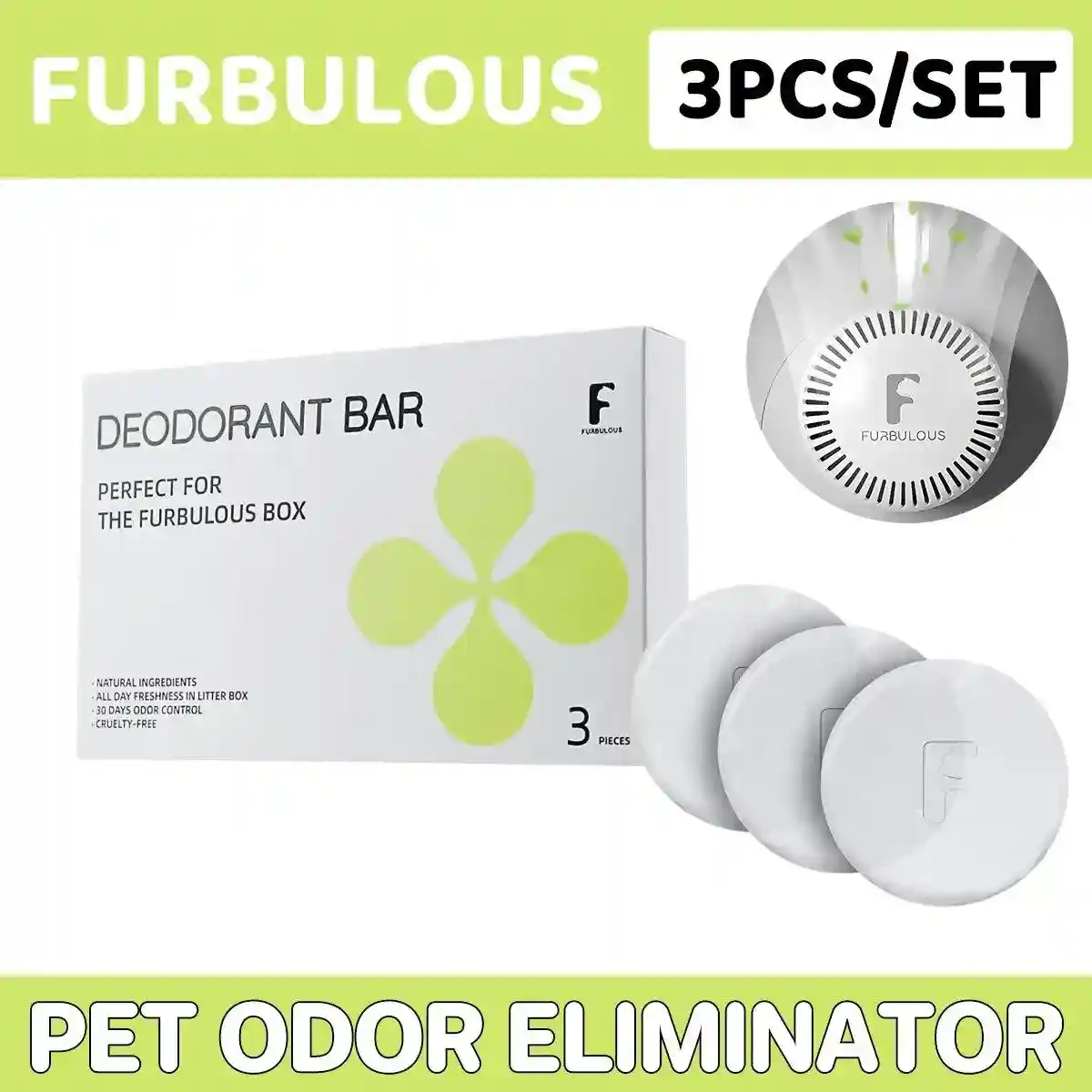 Furbulous 3 Piece Deodorant Bar Pet Odor Eliminator Natural and Long-Lasting Freshness - Image 2
