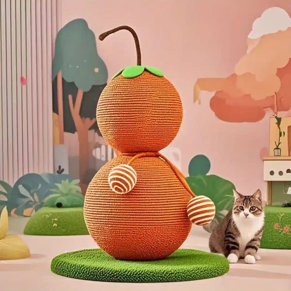 Gourd-Shaped Cat Scratching Post with Sisal Rope & Play Ball - Image 3