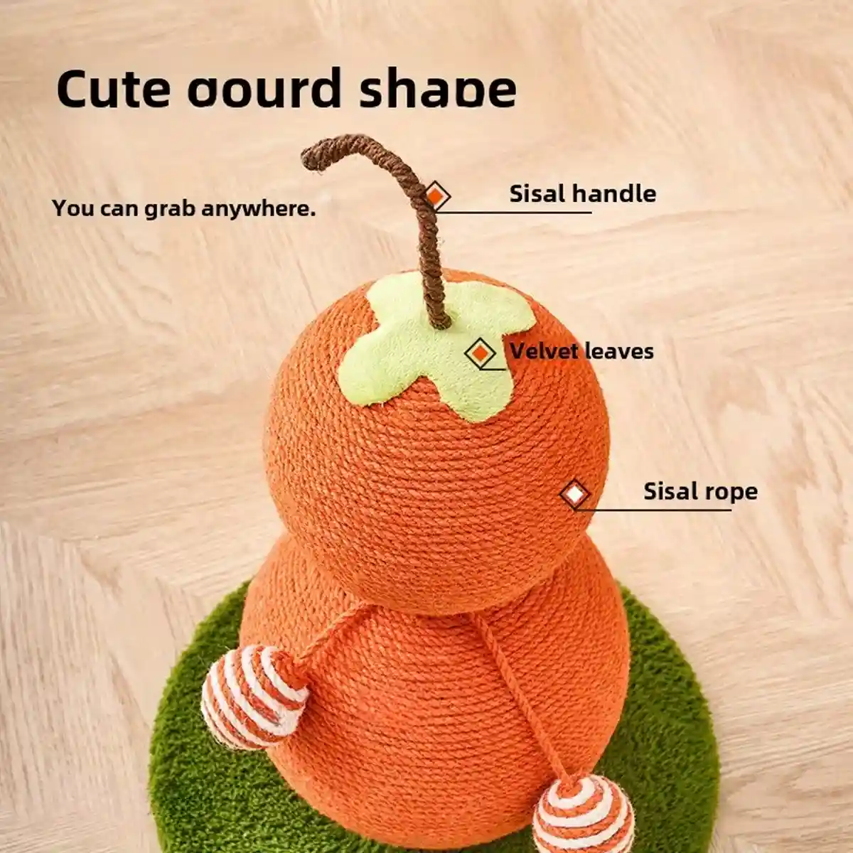 Gourd-Shaped Cat Scratching Post with Sisal Rope & Play Ball - Image 4