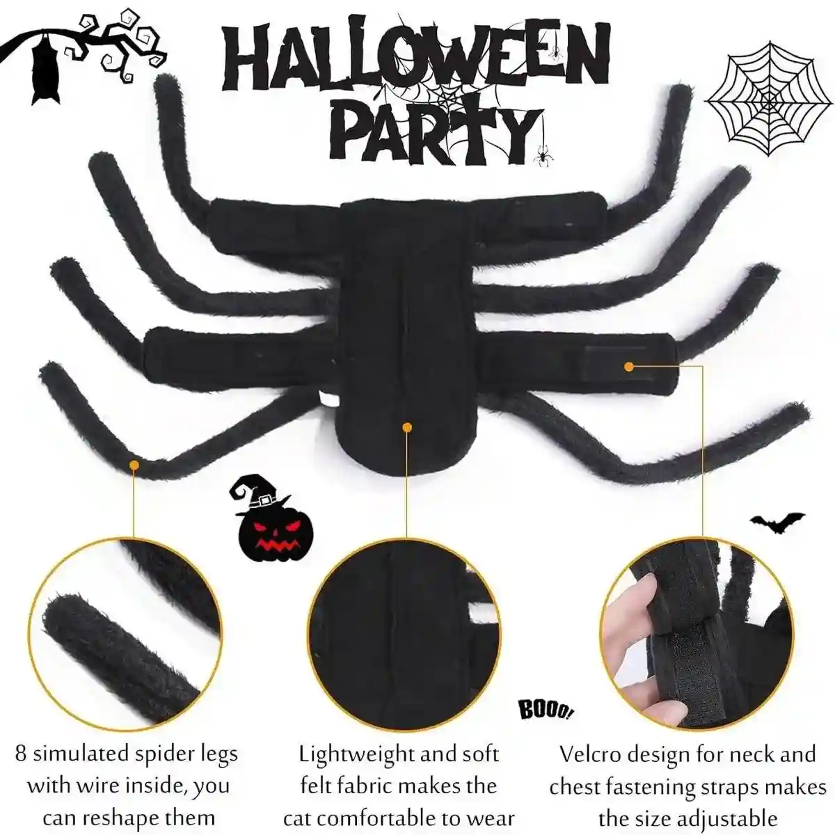 Halloween Pet Spider Costume Creepy & Cute Halloween Outfit for Pets - Image 5