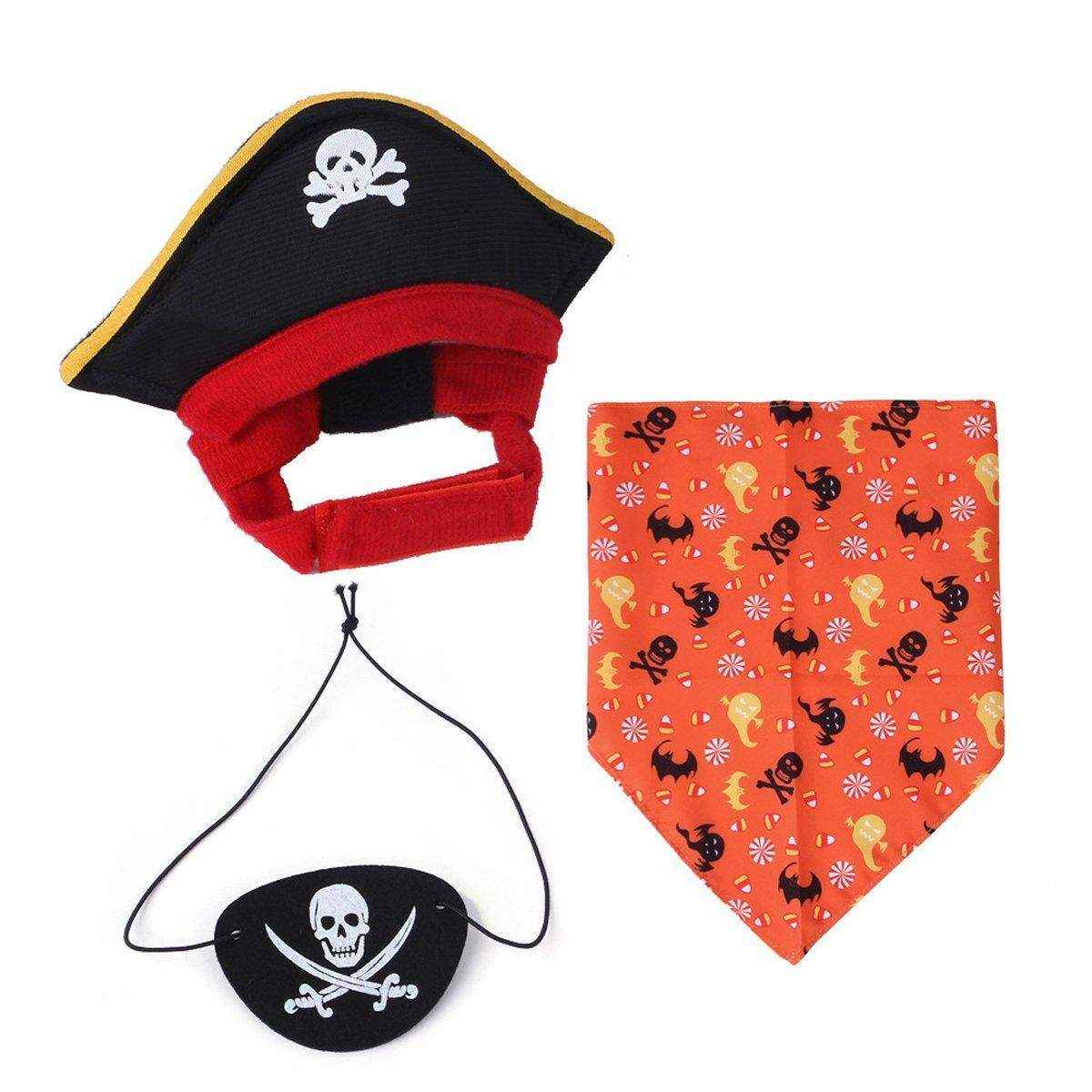 Halloween Pirate Hat Skeleton Cat Pumpkin Triangle Towel Suit for Pets - Image 13