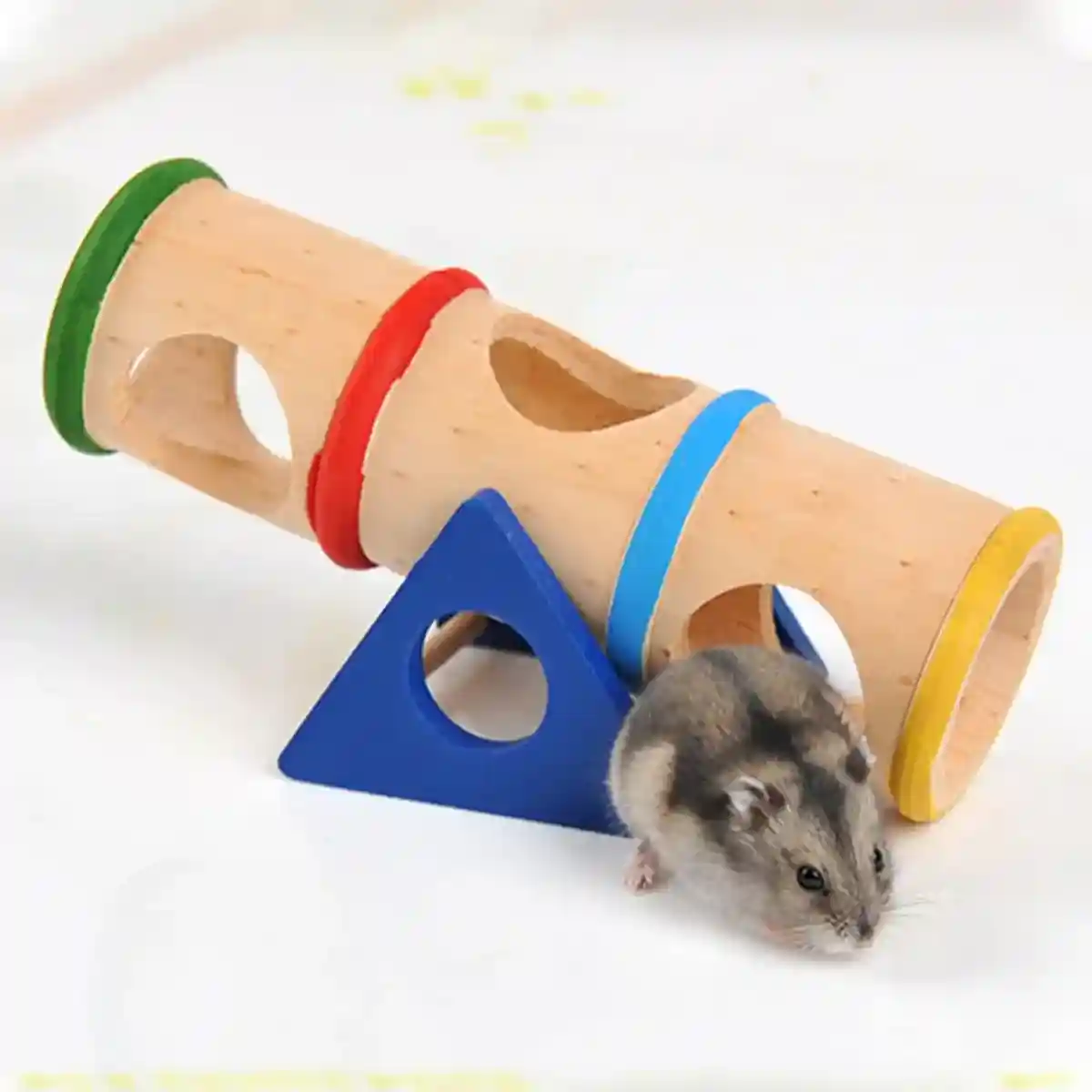 Colorful Wooden Seesaw Hamster Toy Interactive Tunnel for Small Pets - Image 3