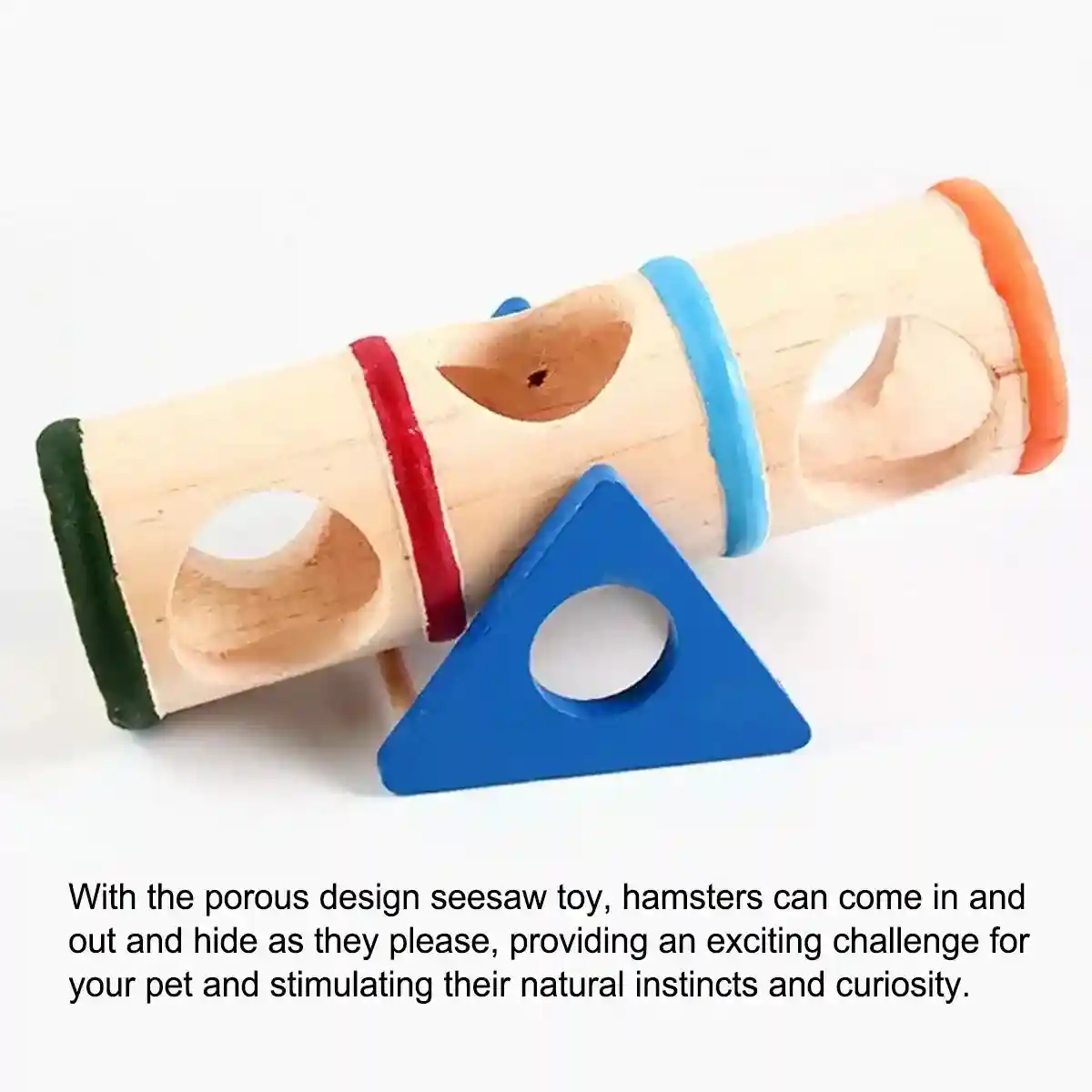 Colorful Wooden Seesaw Hamster Toy Interactive Tunnel for Small Pets - Image 7