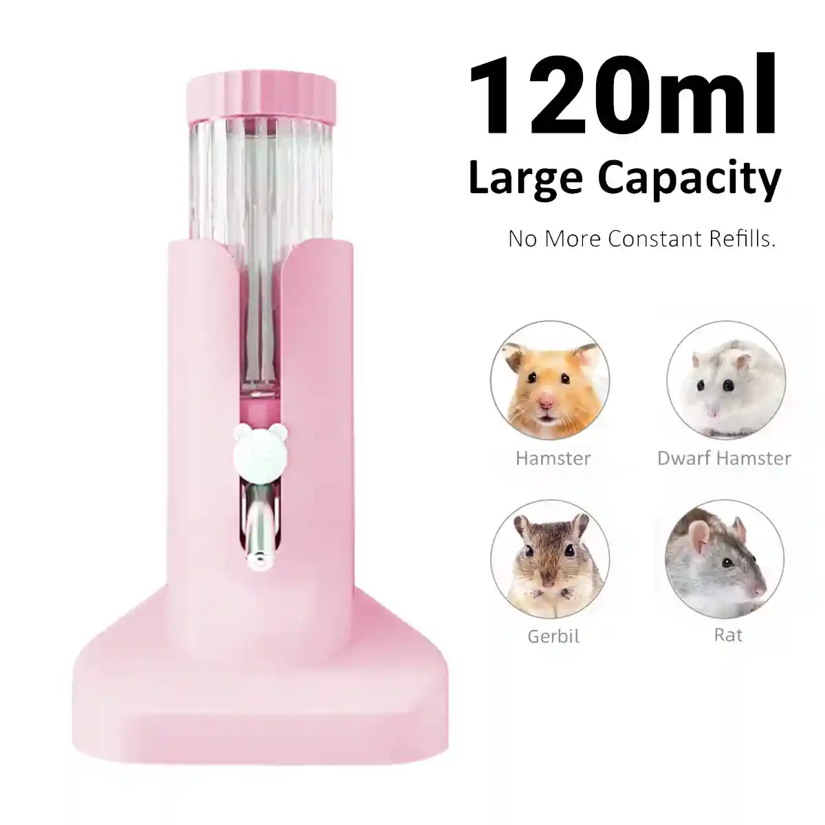 Hamster Water Bottle 120ml Anti Drip ABS Feeder for Small Pets - Image 7