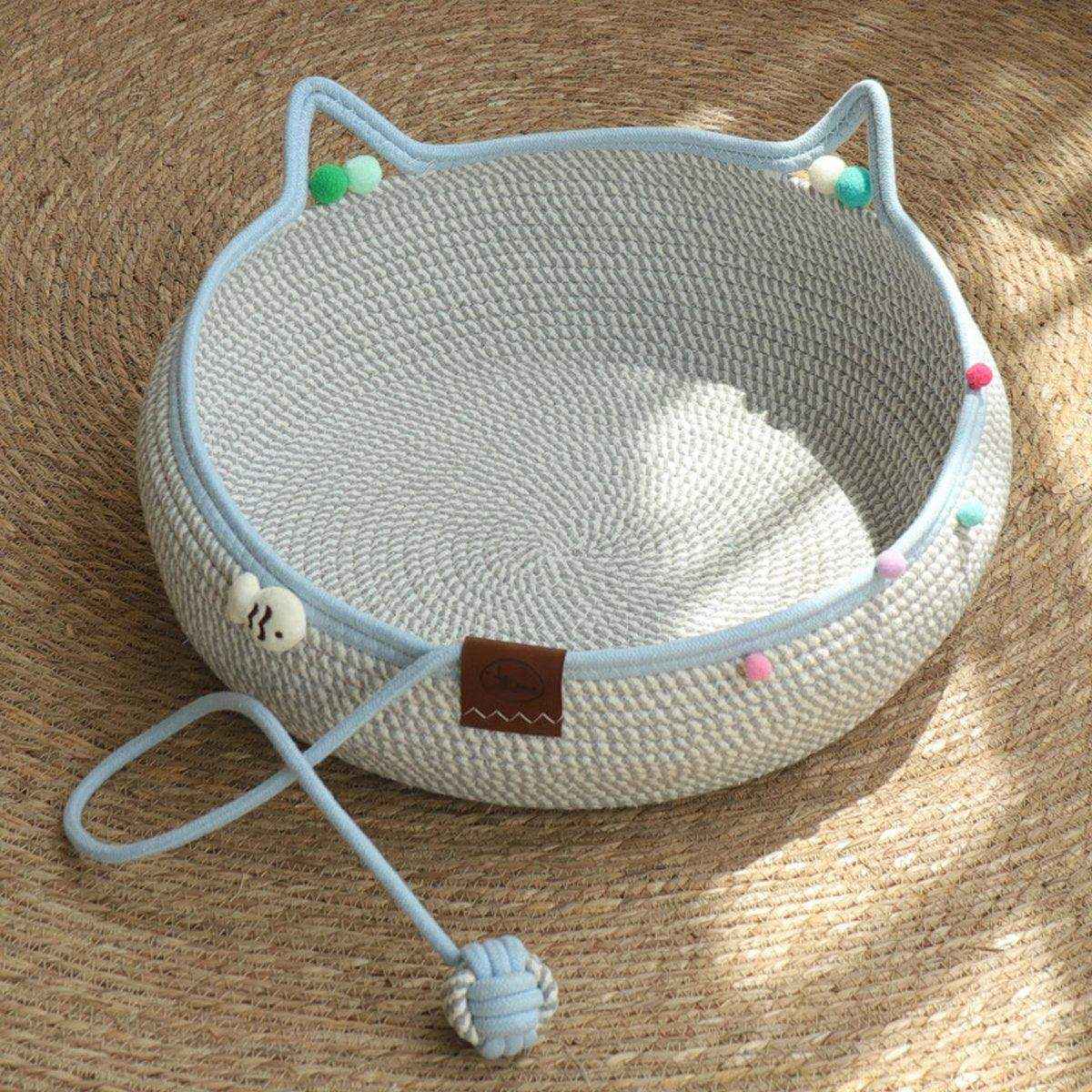 Hand-Woven Cattail Cat Nest with Scratch Board - Image 3