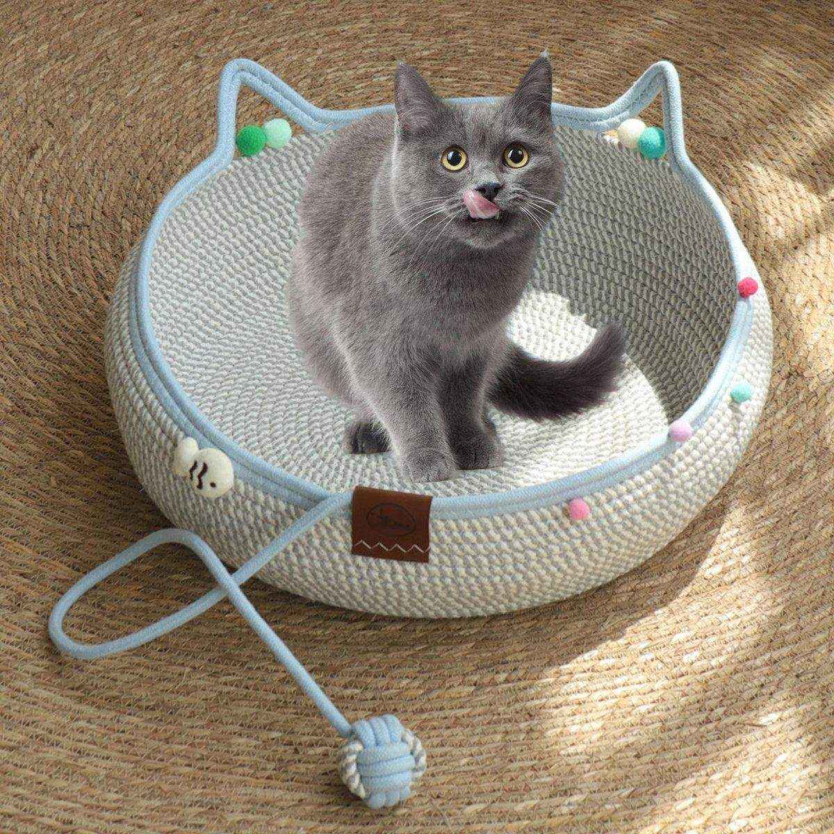 Hand-Woven Cattail Cat Nest with Scratch Board - Image 4