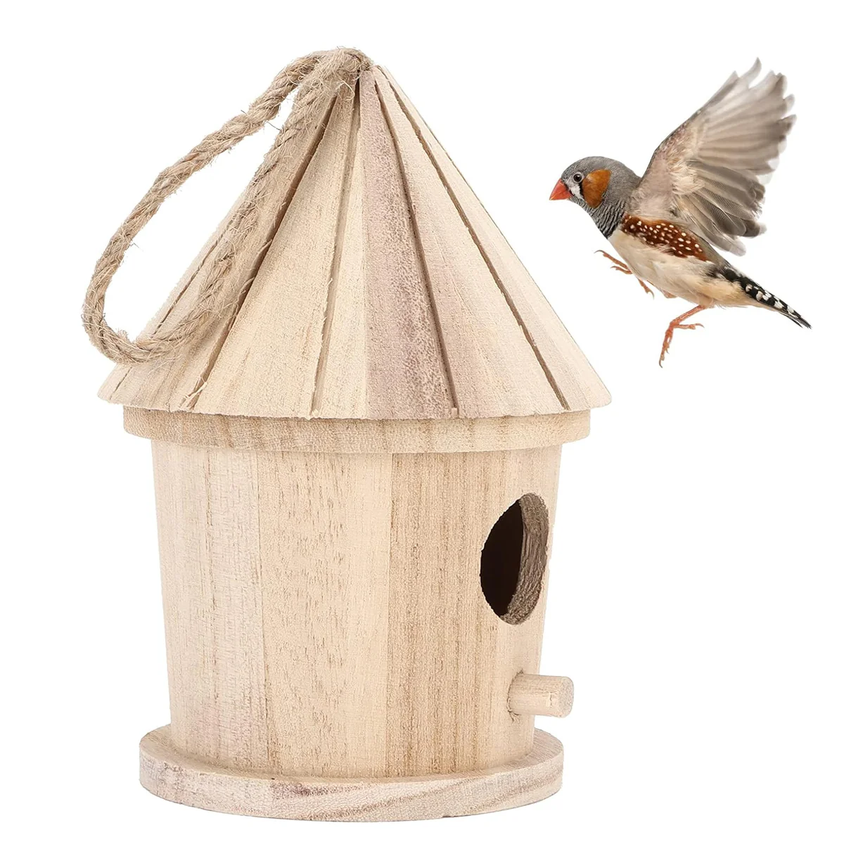 Handcrafted Wooden Bird Nest Hanging Decor - Image 8