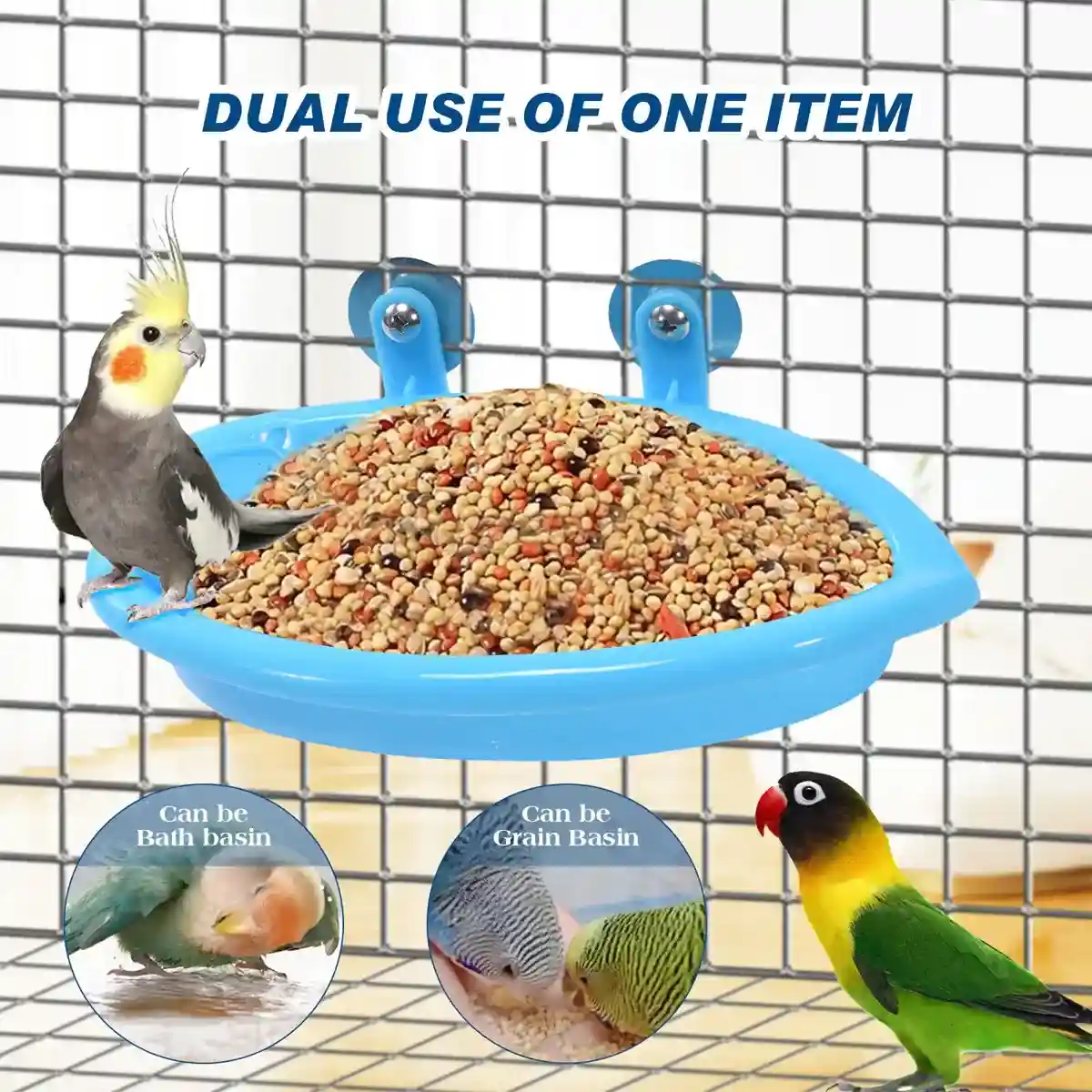 Space-Saving Cage Feeder with Hanging Bird Bath and Mirror - Image 9