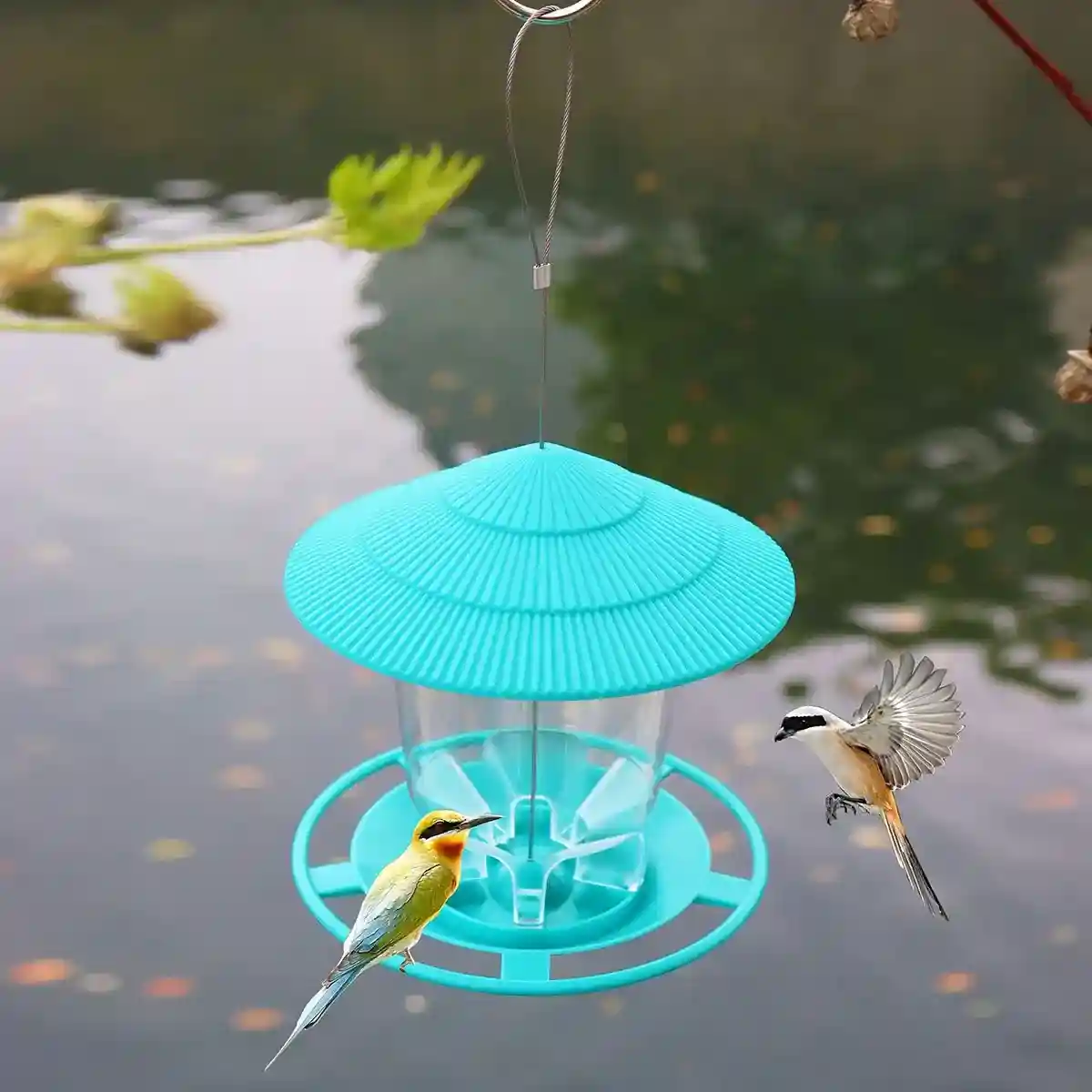 Garden Outdoor Squirrel-Proof Hanging Bird Feeder with Large Capacity - Image 5