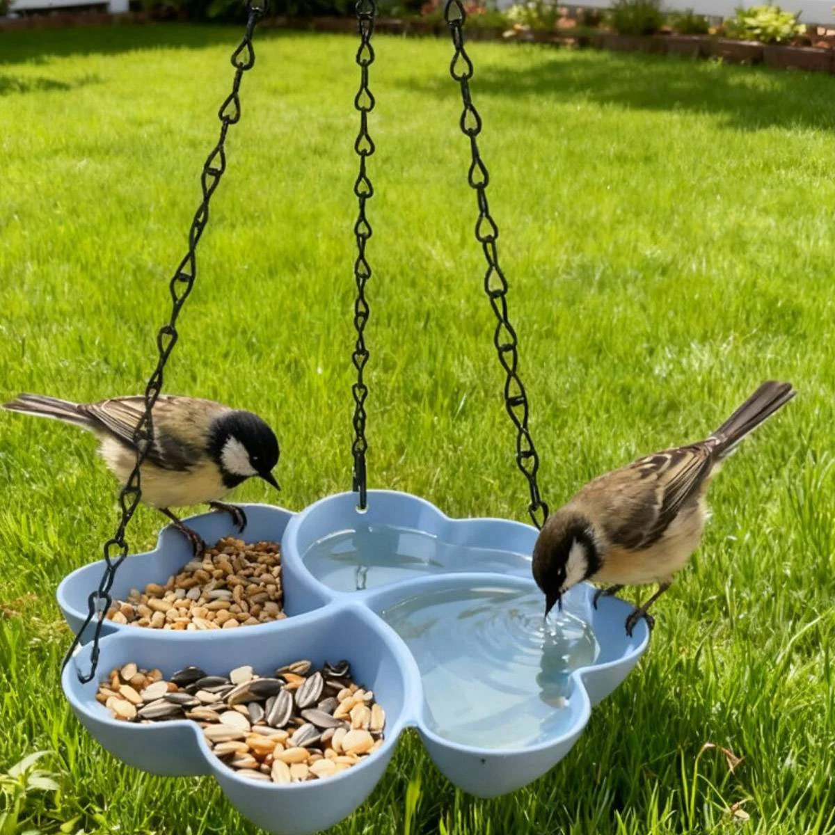 Hanging Bird Feeder Tray With Chain Hook Outdoor Bird Feeding Dish - Image 5