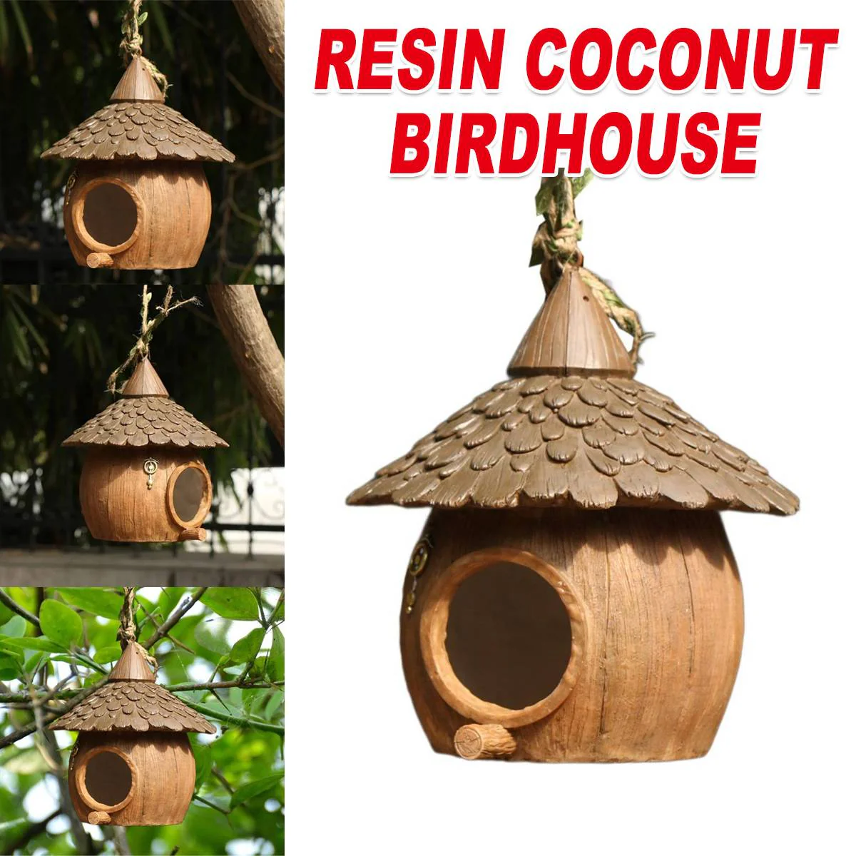 Hanging Bird House Resin Garden Bird Nest
