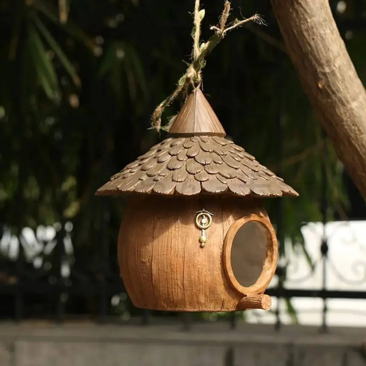 Hanging Bird House Resin Garden Bird Nest - Image 4
