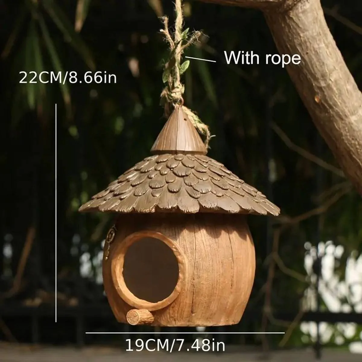 Hanging Bird House Resin Garden Bird Nest - Image 5