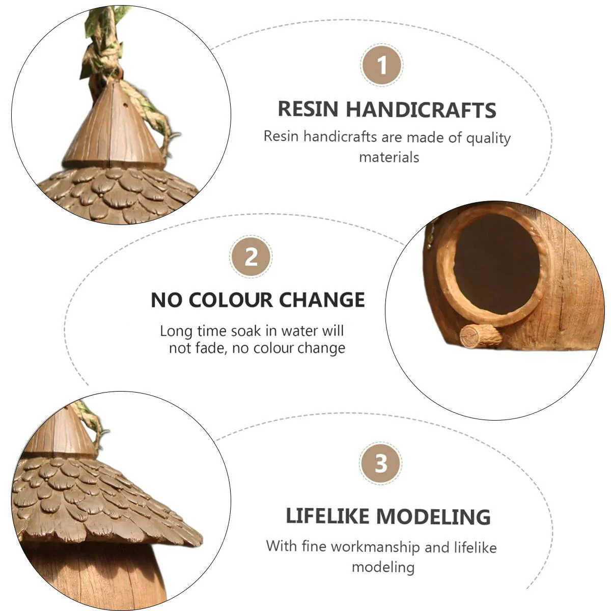 Hanging Bird House Resin Garden Bird Nest - Image 9