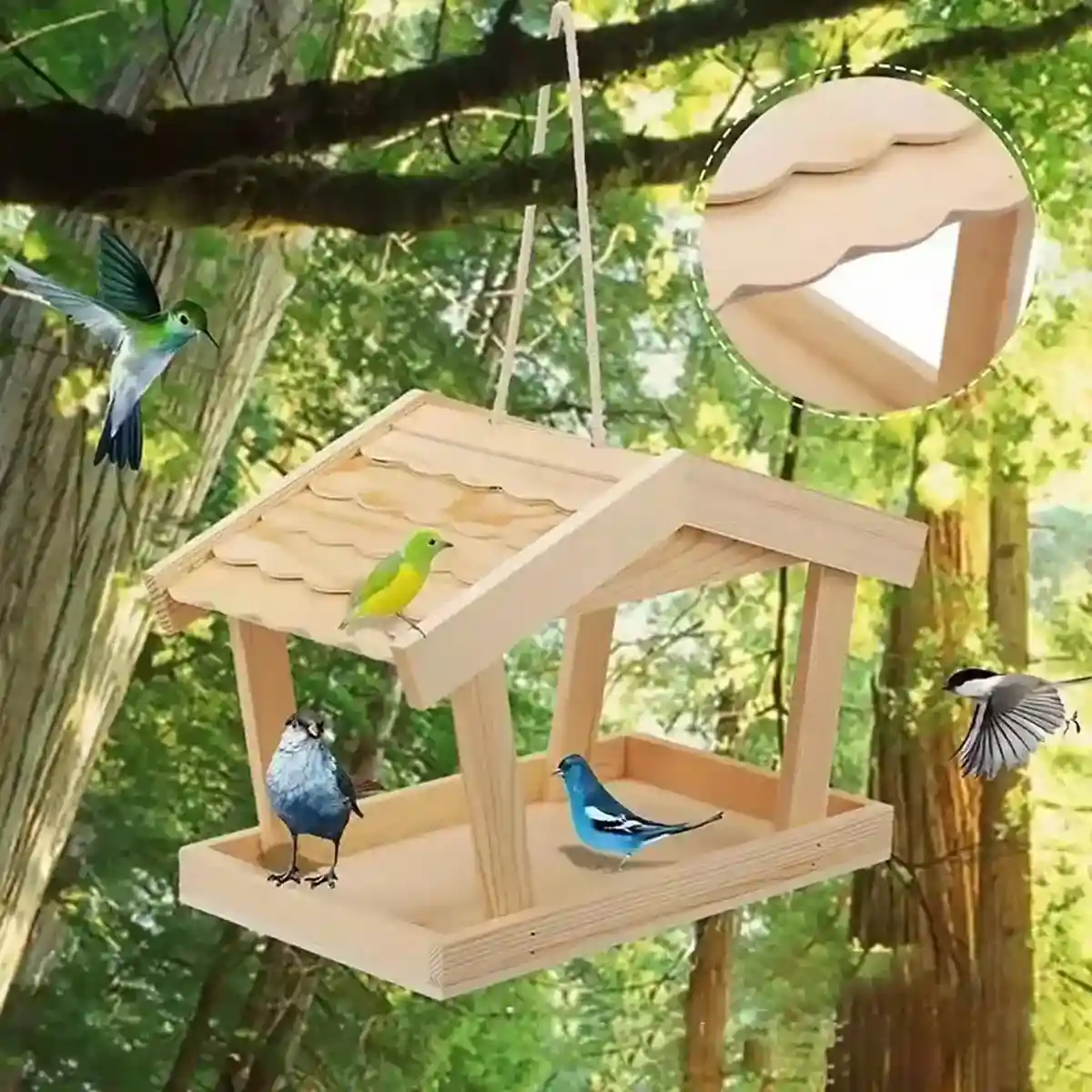 Rustic Pine Decor with Hanging Bird Houses for Garden Wildlife - Image 12