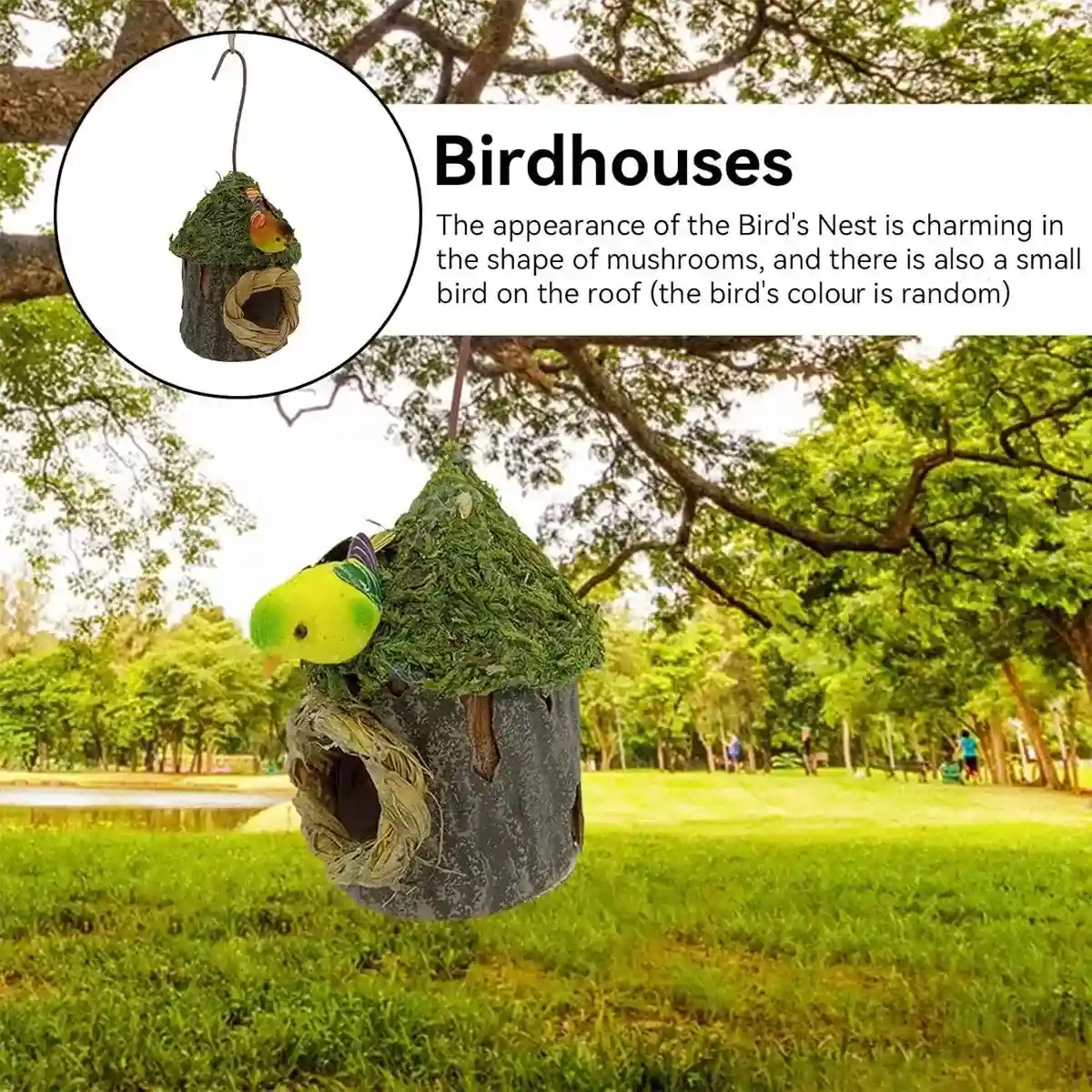 Whimsical Garden Decor with Hanging Birdhouse in Mushroom Style - Image 12