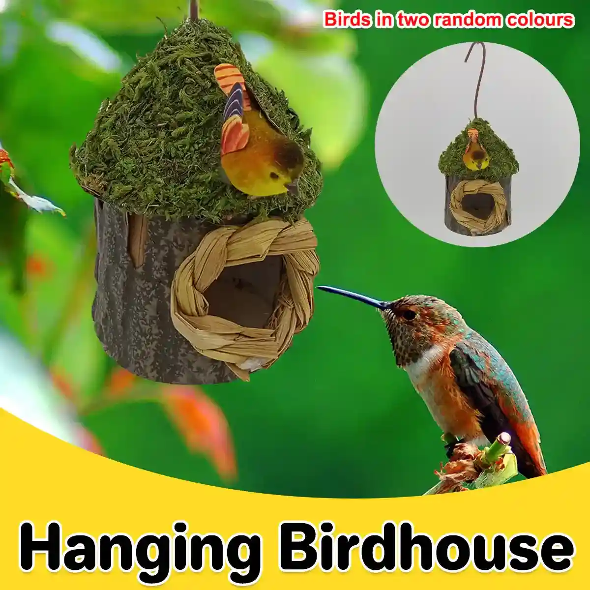 Whimsical Garden Decor with Hanging Birdhouse in Mushroom Style - Image 2