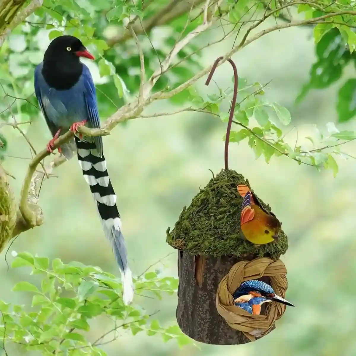 Whimsical Garden Decor with Hanging Birdhouse in Mushroom Style - Image 7