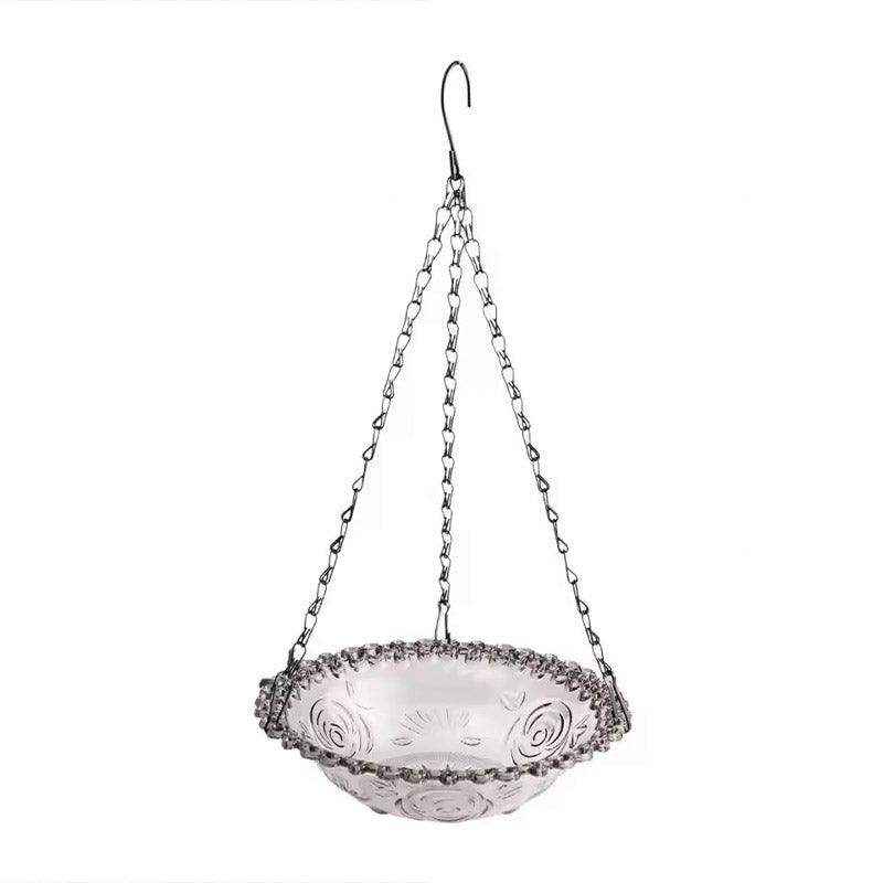 Hanging Glass Bird Feeder Decorative Outdoor Bird Feeding Bowl with Metal Chain - Image 23