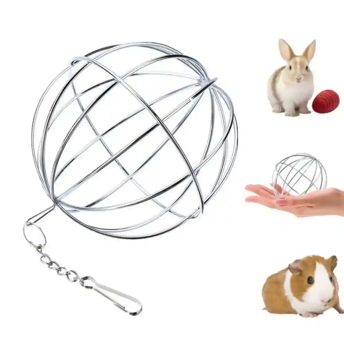 Hanging Grass Ball for Small Pets Stainless Steel Hay Feeder for Rabbits & Guinea Pigs - Image 6