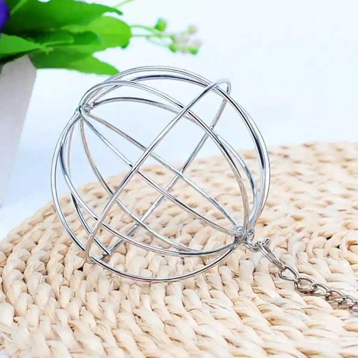 Hanging Grass Ball for Small Pets Stainless Steel Hay Feeder for Rabbits & Guinea Pigs - Image 7