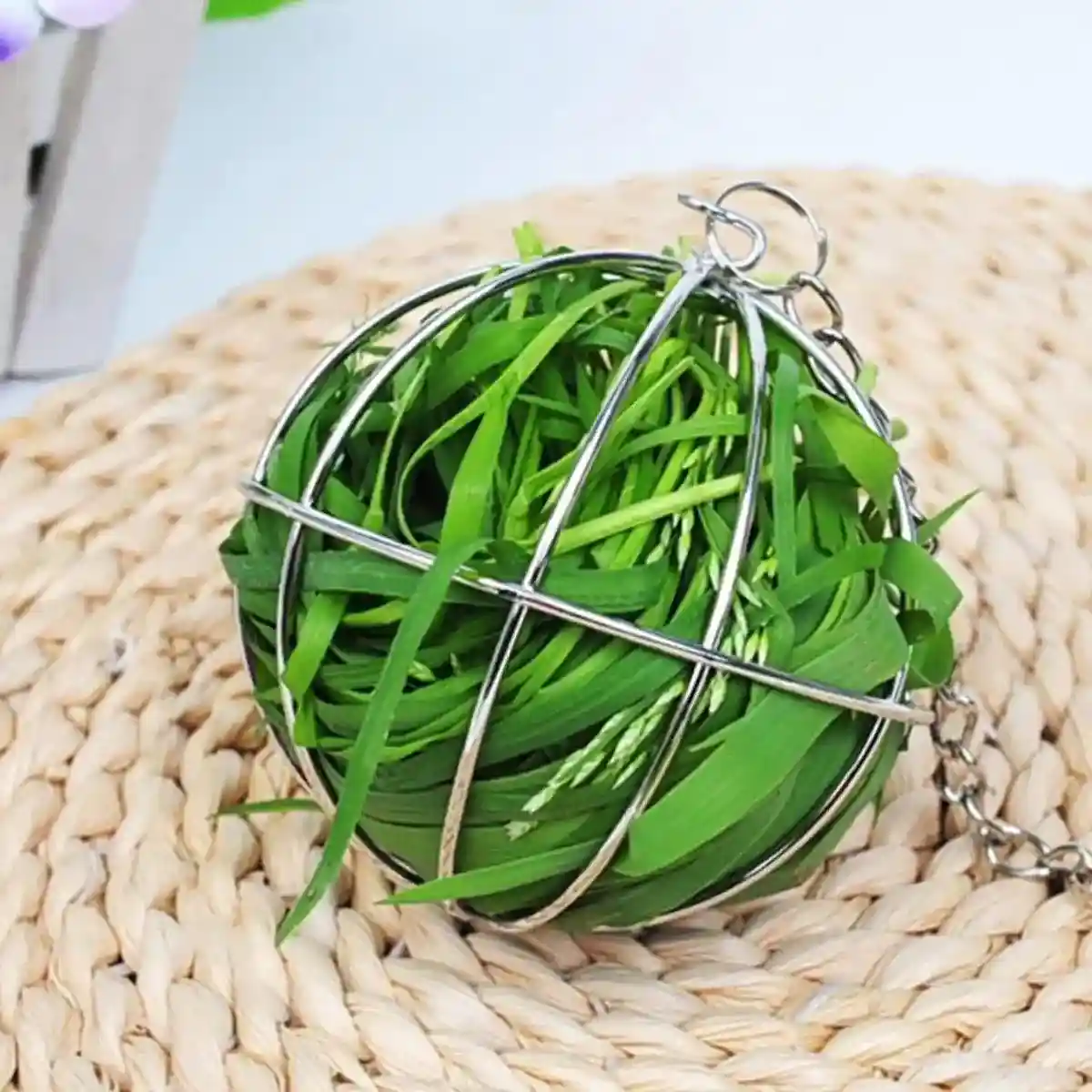 Hanging Grass Ball for Small Pets Stainless Steel Hay Feeder for Rabbits & Guinea Pigs - Image 8